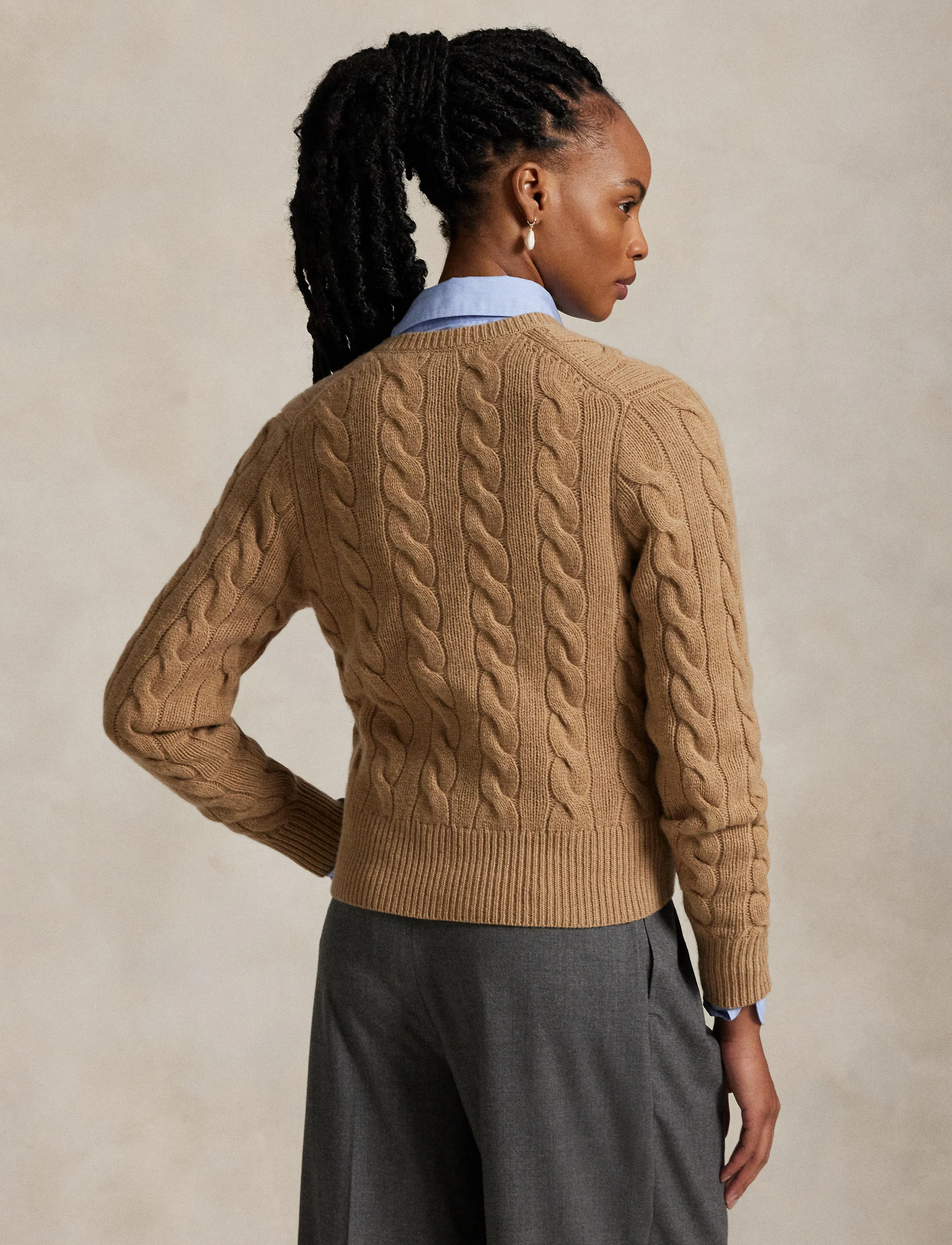 Polo Ralph Lauren - Cable-Knit Wool-Cashmere Cardigan - kashmir - collection camel - 3