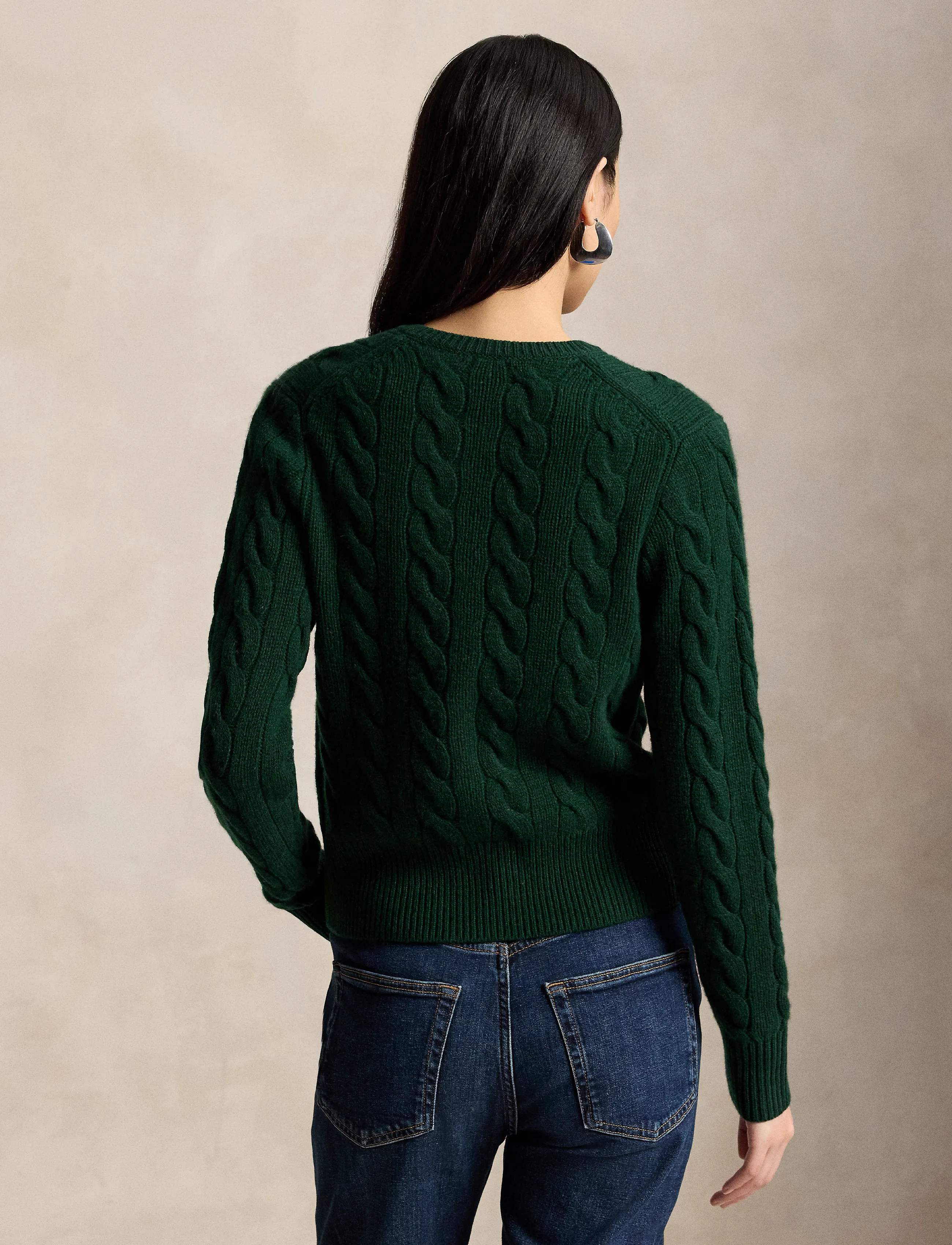 Polo Ralph Lauren - Cable-Knit Wool-Cashmere Cardigan - kashmir - college green - 3