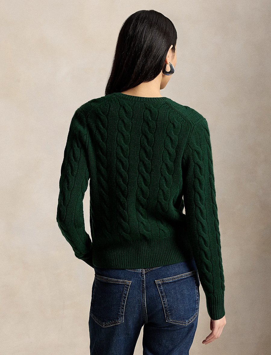 Polo Ralph Lauren - Cable-Knit Wool-Cashmere Cardigan - kashmir - college green - 3