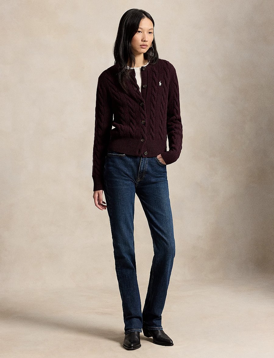 Polo Ralph Lauren - Cable-Knit Wool-Cashmere Cardigan - kashmir - damson melange - 5