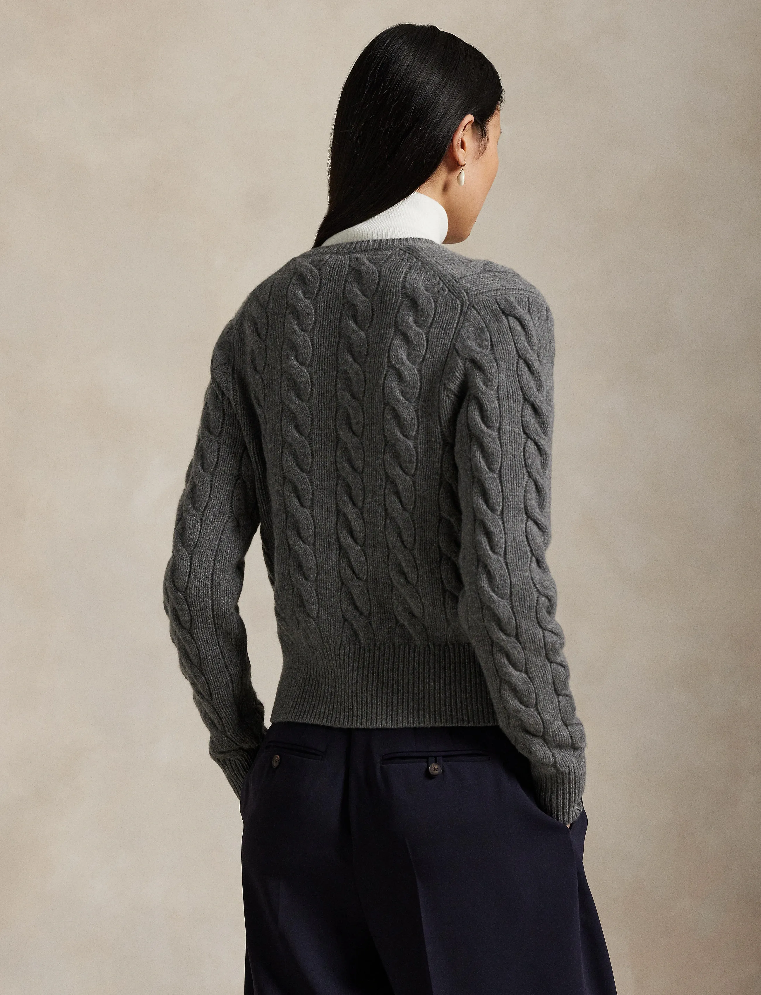 Polo Ralph Lauren - Cable-Knit Wool-Cashmere Cardigan - kashmir - flannel grey heat - 3