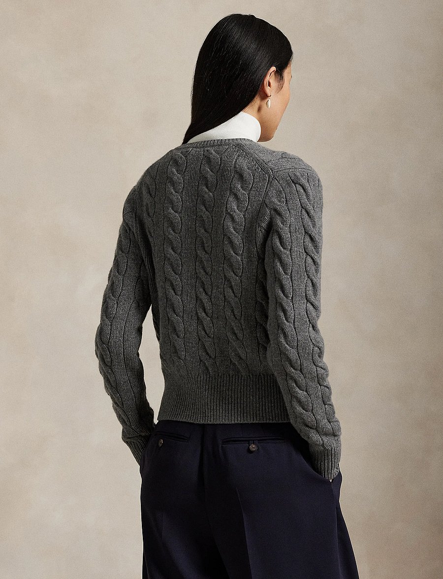 Polo Ralph Lauren - Cable-Knit Wool-Cashmere Cardigan - kaschmir - flannel grey heat - 3