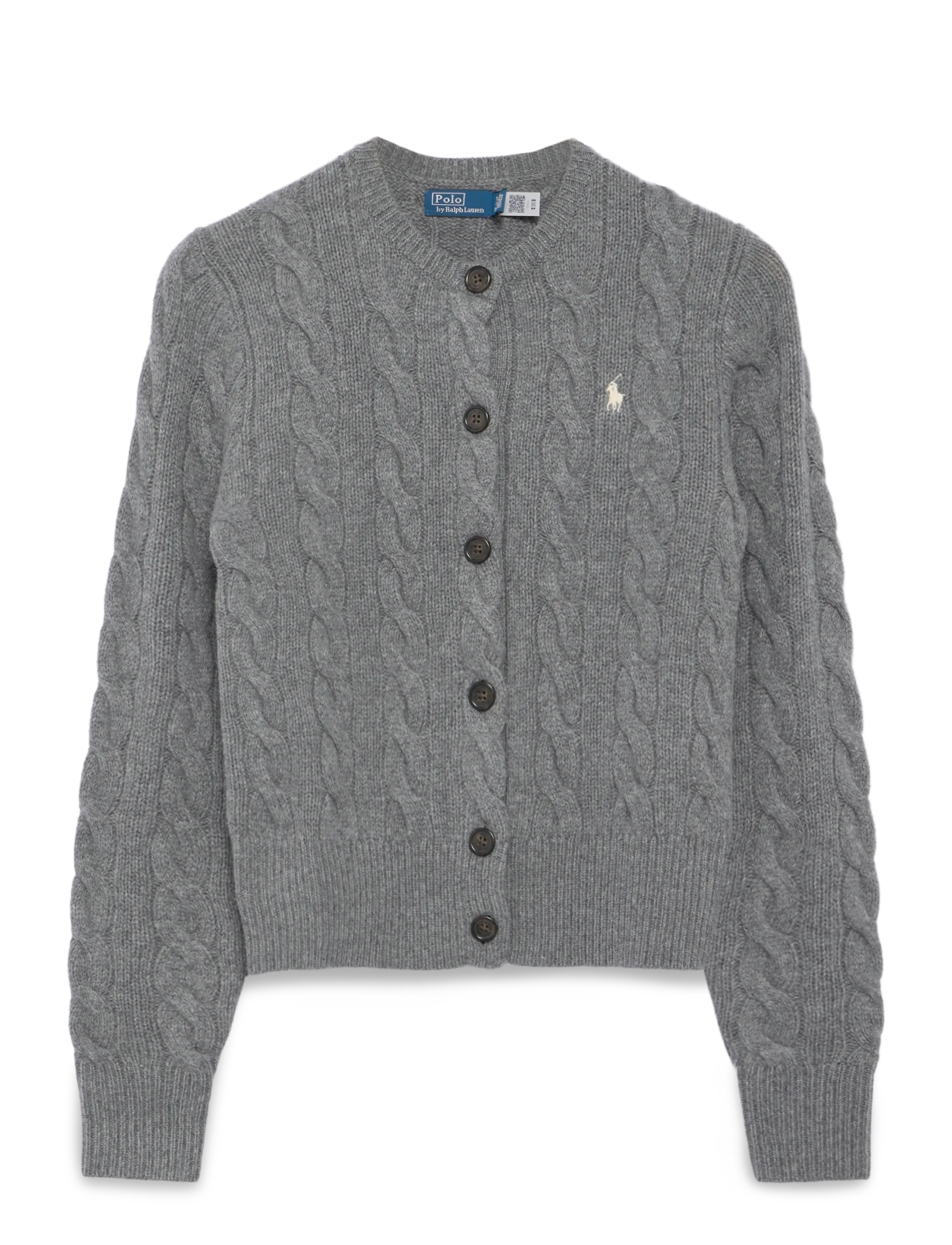 Polo Ralph Lauren Cable-Knit Wool-Cashmere Cardigan - Kläder - FLANNEL GREY HEAT / grey