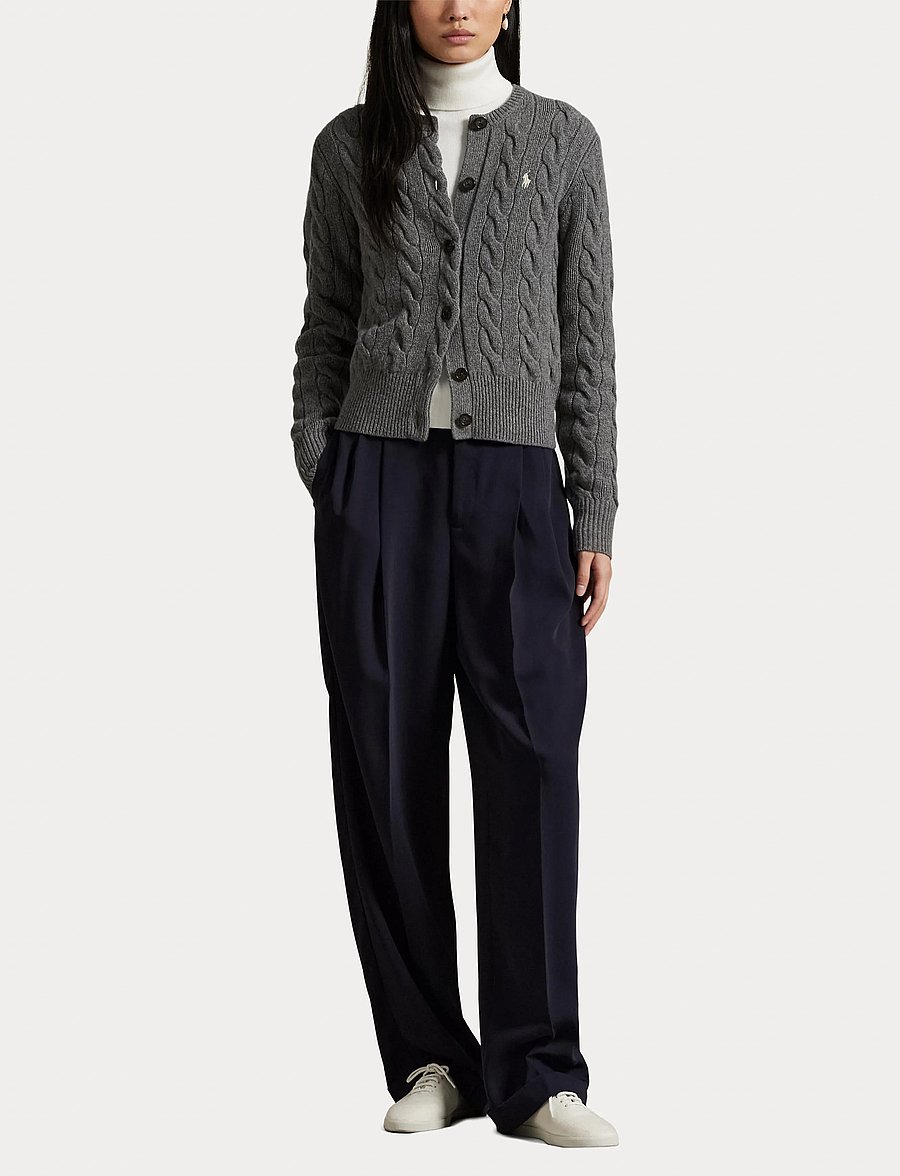 Polo Ralph Lauren - Cable-Knit Wool-Cashmere Cardigan - kaschmir - flannel grey heat - 5