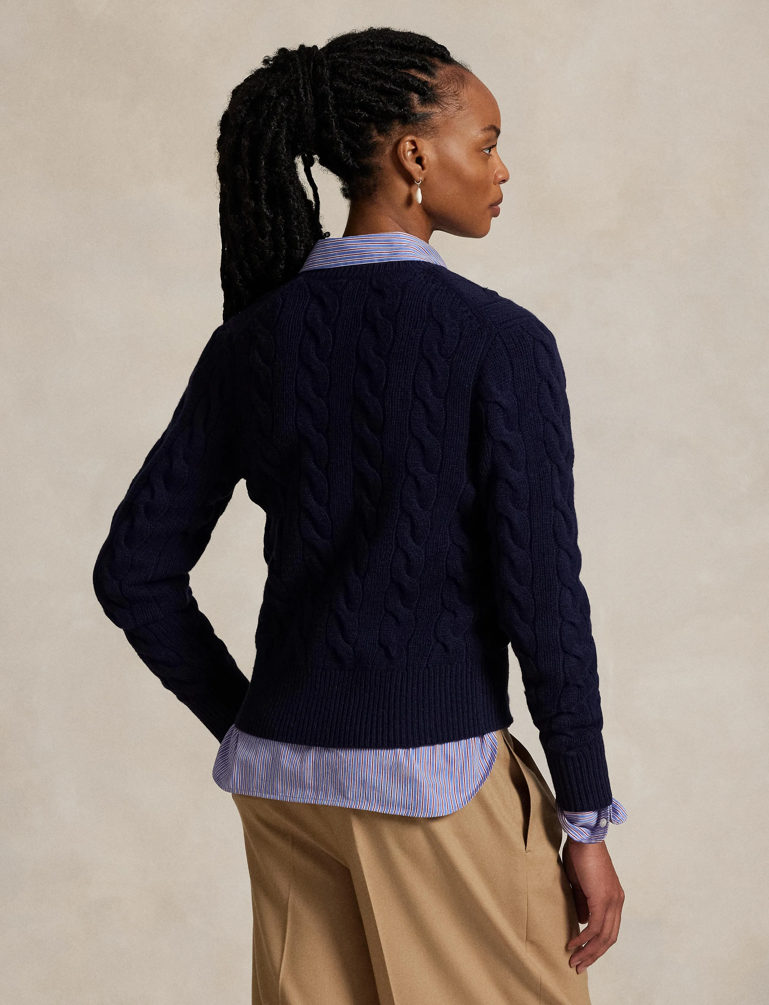 Polo Ralph Lauren - Cable-Knit Wool-Cashmere Cardigan - kašmiir - hunter navy - 3