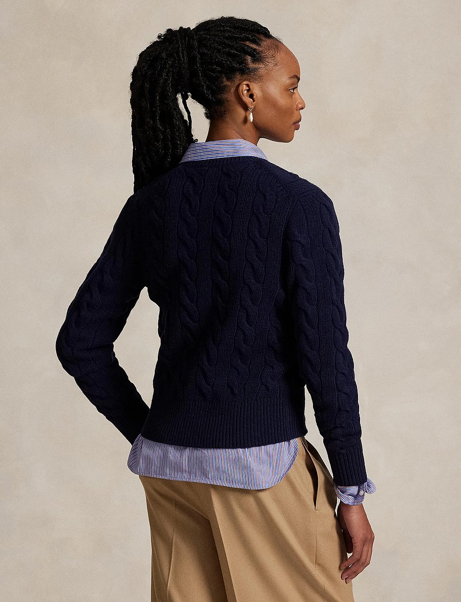 Polo Ralph Lauren - Cable-Knit Wool-Cashmere Cardigan - kaschmir - hunter navy - 3