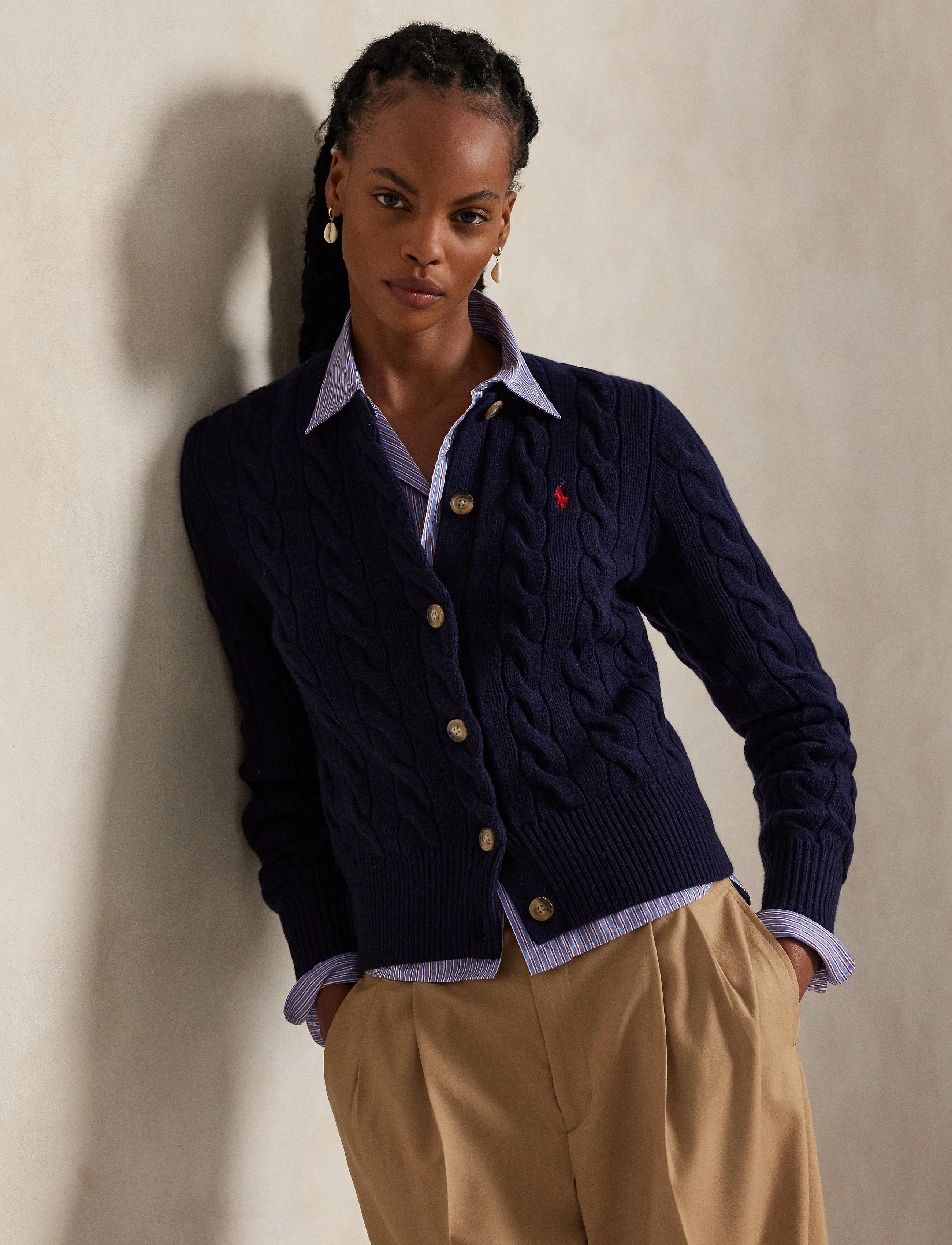Polo Ralph Lauren - Cable-Knit Wool-Cashmere Cardigan - kašmiir - hunter navy - 4