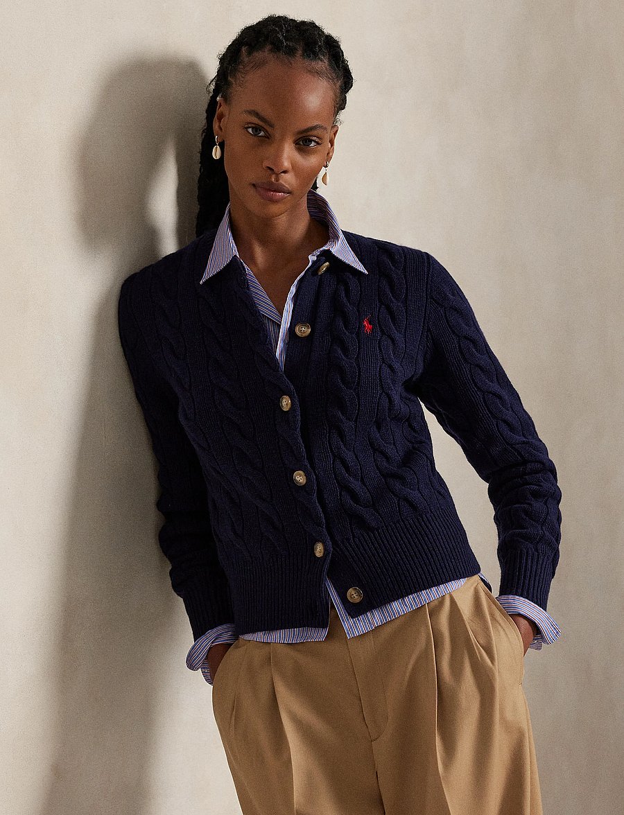 Polo Ralph Lauren - Cable-Knit Wool-Cashmere Cardigan - kaschmir - hunter navy - 4