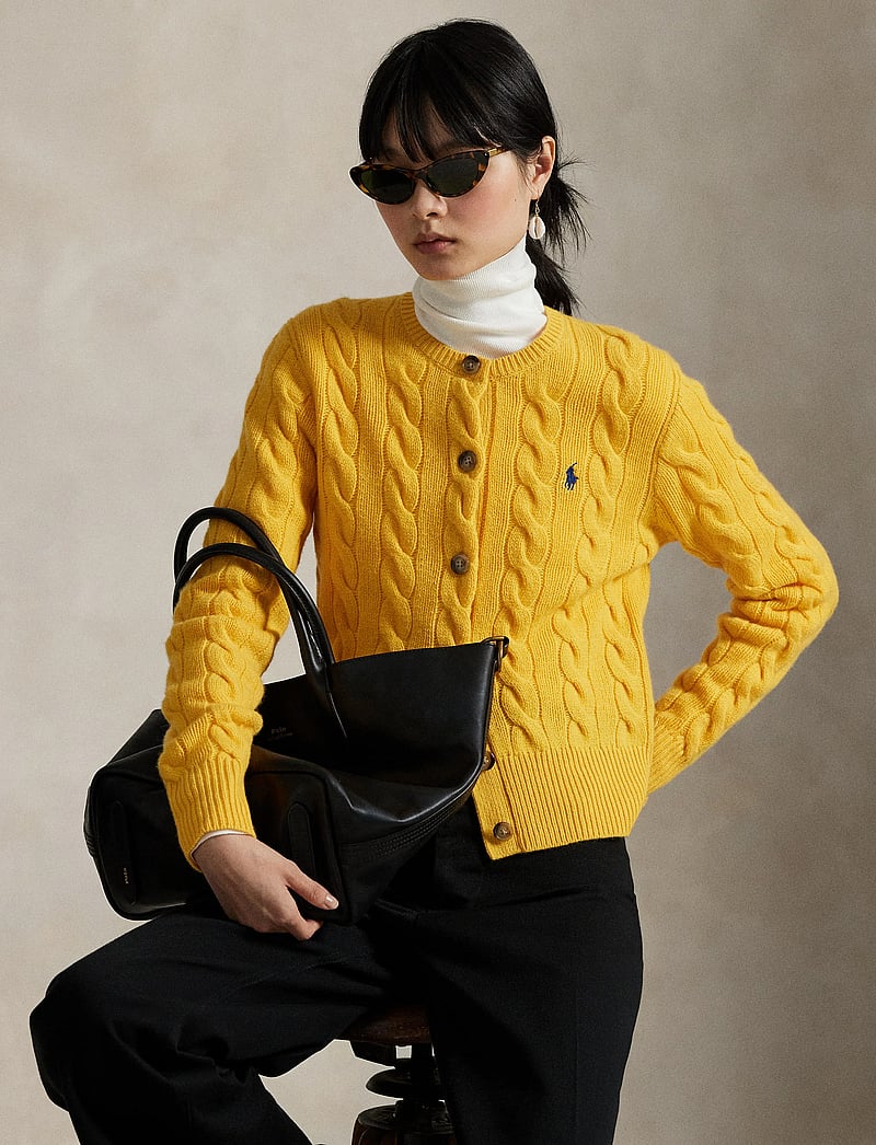 Polo Ralph Lauren - Cable-Knit Wool-Cashmere Cardigan - kaschmir - mustard yellow - 3