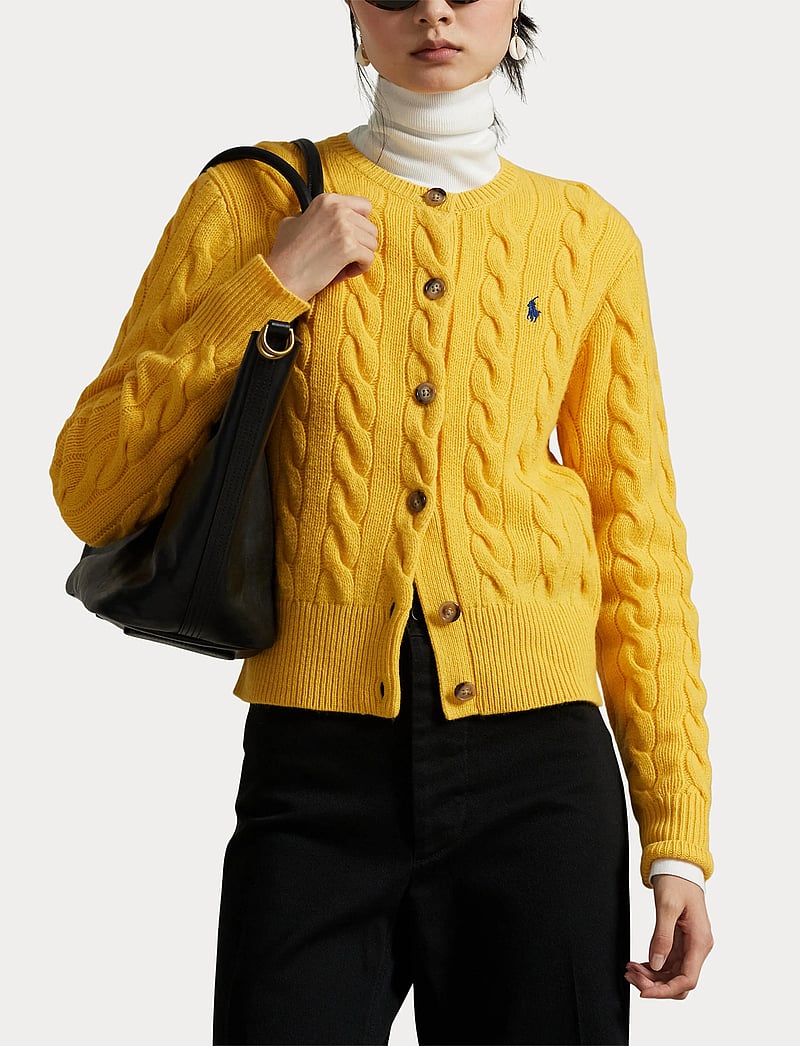 Polo Ralph Lauren - Cable-Knit Wool-Cashmere Cardigan - kaschmir - mustard yellow - 5
