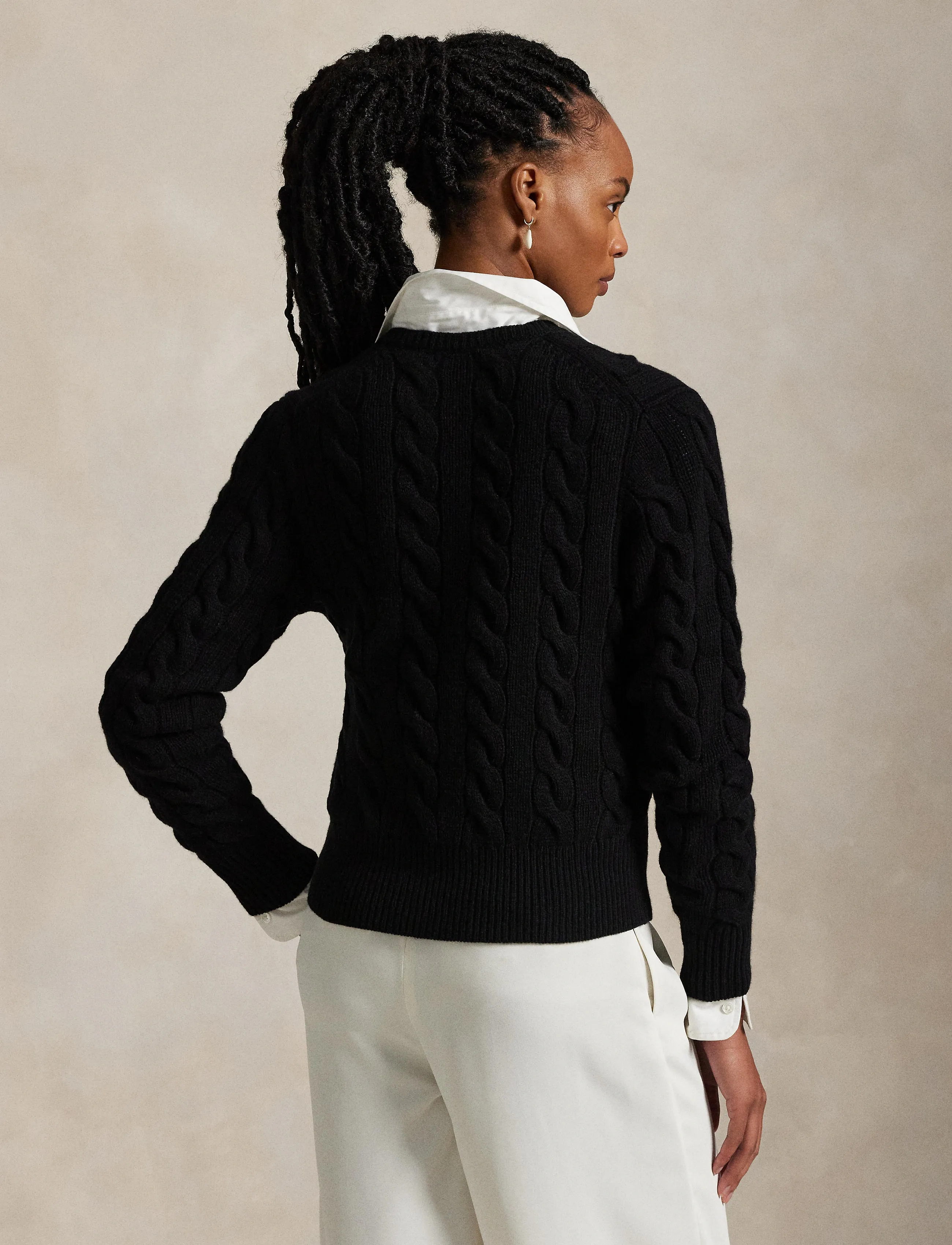Polo Ralph Lauren - Cable-Knit Wool-Cashmere Cardigan - kashmir - polo black - 3