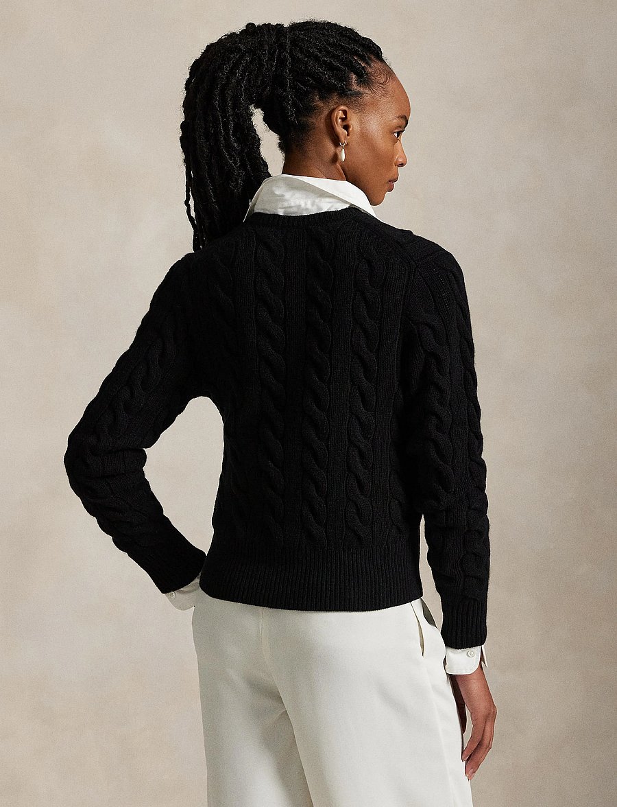 Polo Ralph Lauren - Cable-Knit Wool-Cashmere Cardigan - kaschmir - polo black - 3