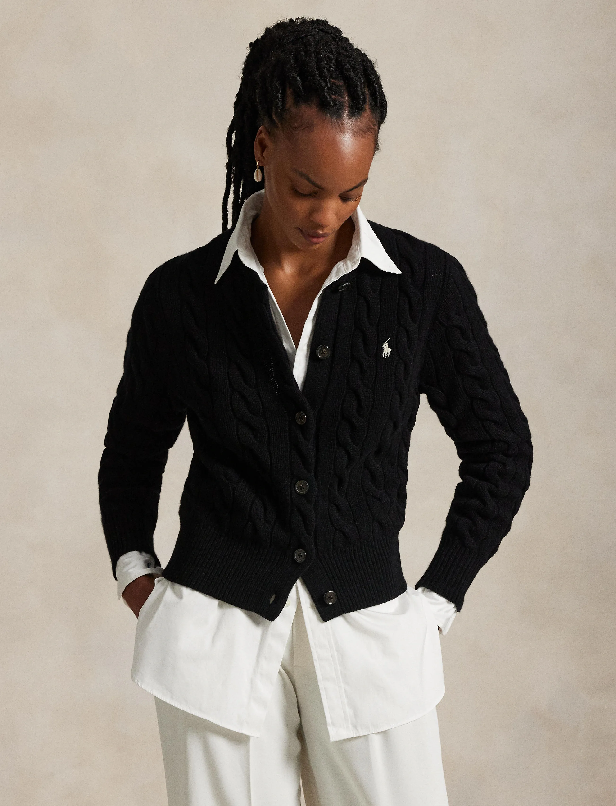 Polo Ralph Lauren - Cable-Knit Wool-Cashmere Cardigan - kashmir - polo black - 4