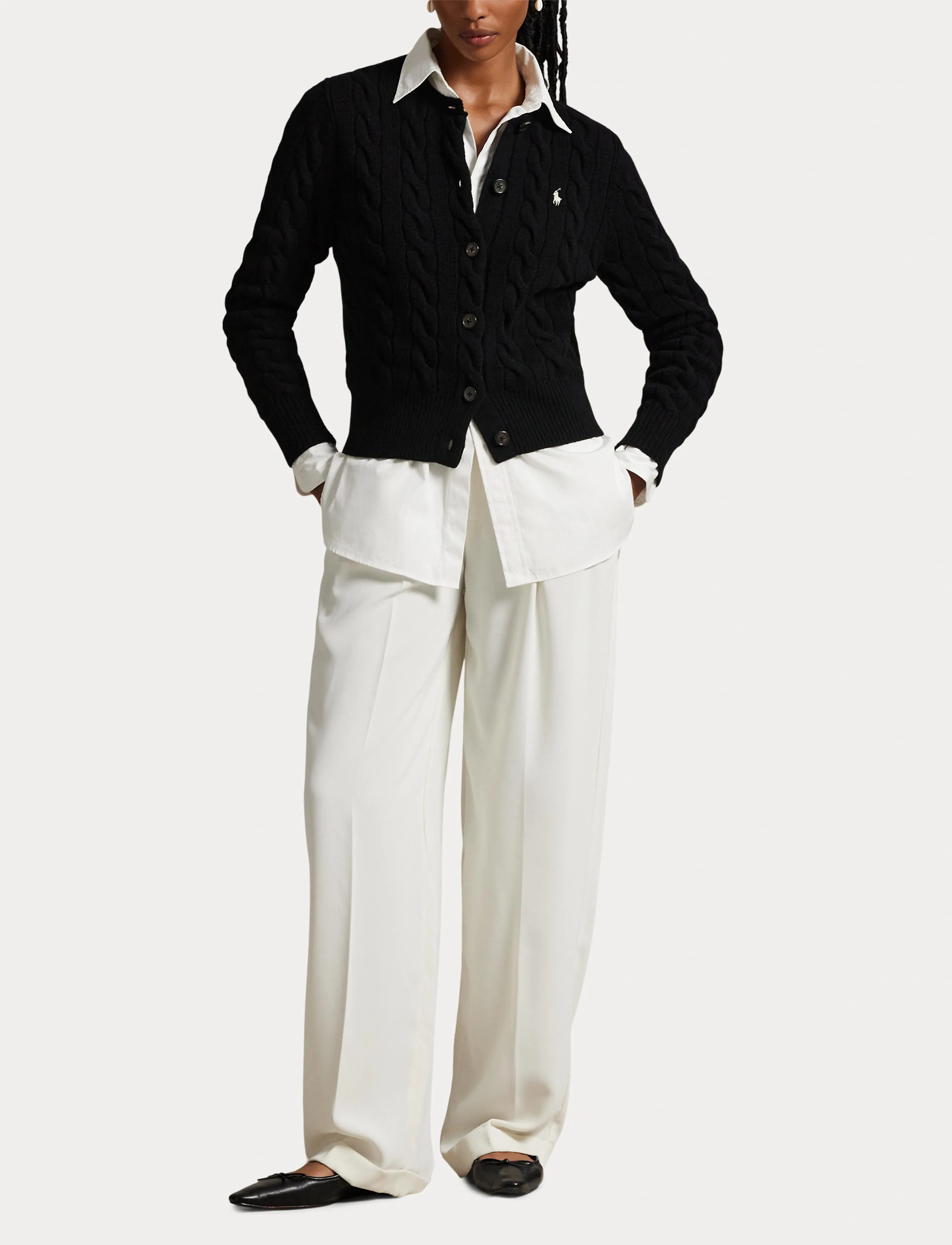 Polo Ralph Lauren - Cable-Knit Wool-Cashmere Cardigan - kashmir - polo black - 5