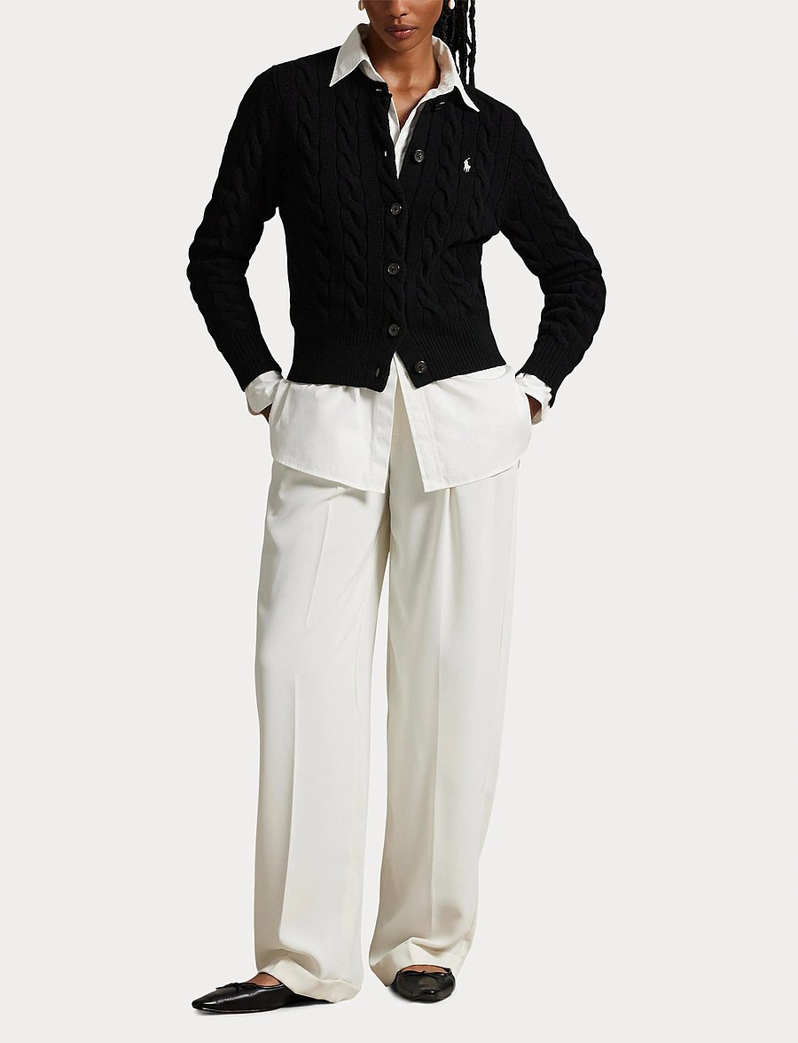 Polo Ralph Lauren - Cable-Knit Wool-Cashmere Cardigan - kaschmir - polo black - 5