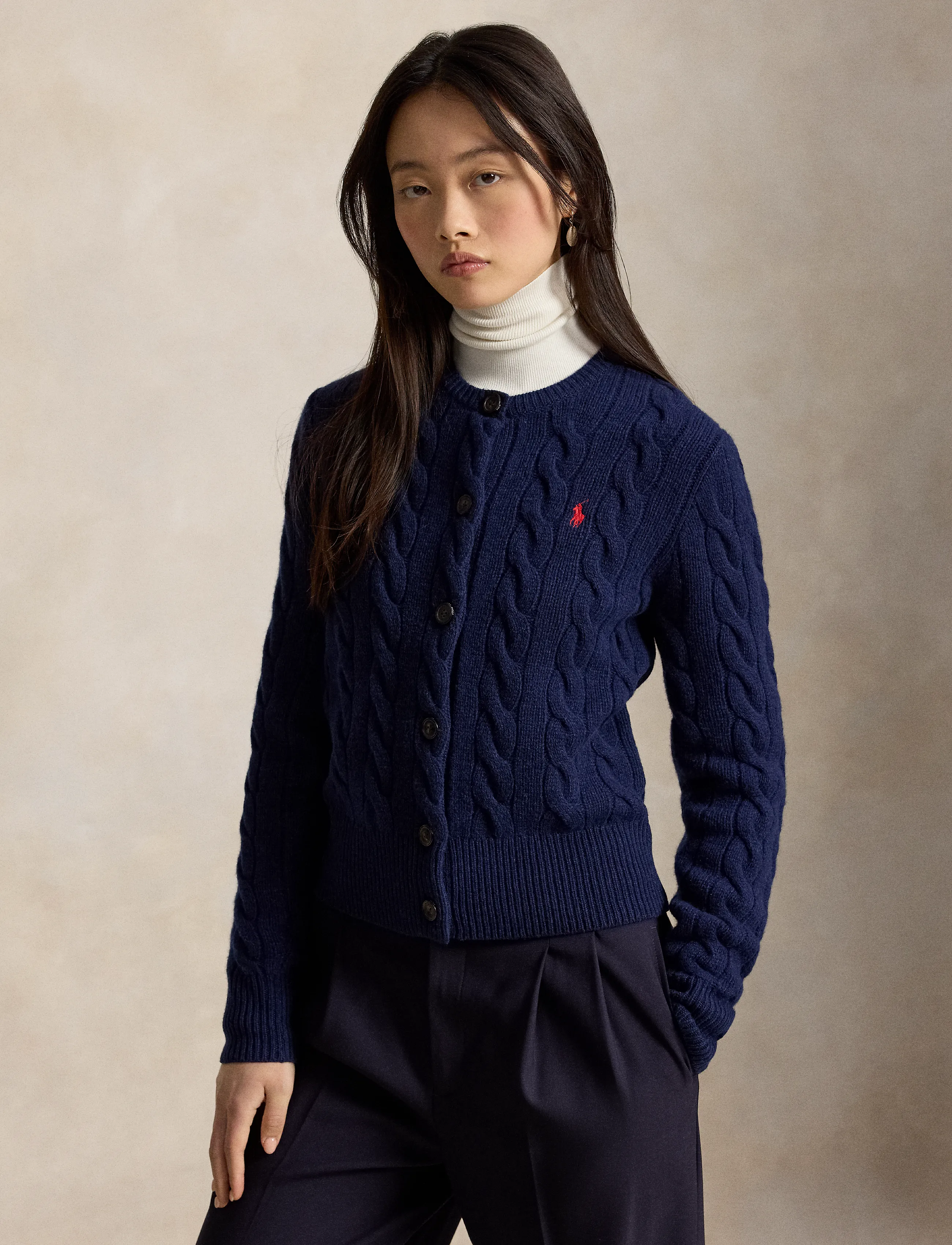 Polo Ralph Lauren - Cable-Knit Wool-Cashmere Cardigan - kashmir - spring navy heath - 1