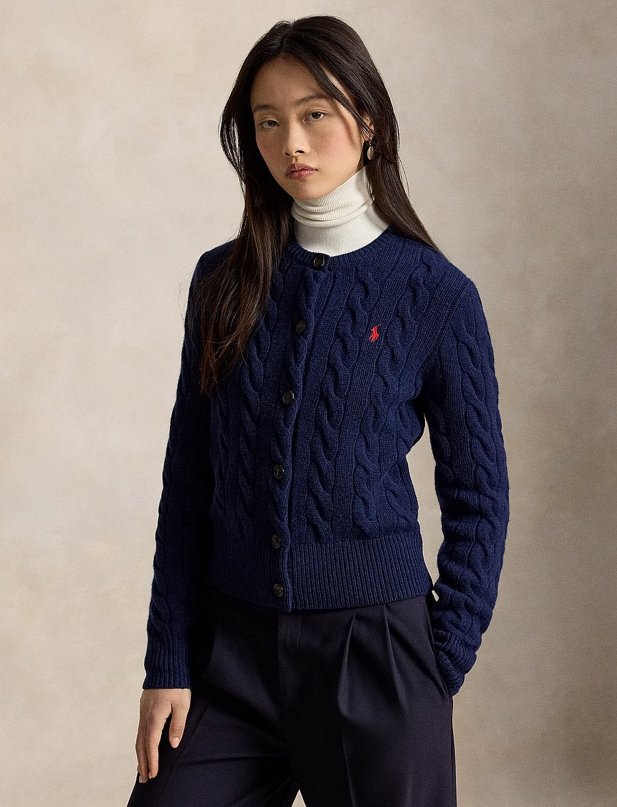Polo Ralph Lauren - Cable-Knit Wool-Cashmere Cardigan - kashmir - spring navy heath - 1