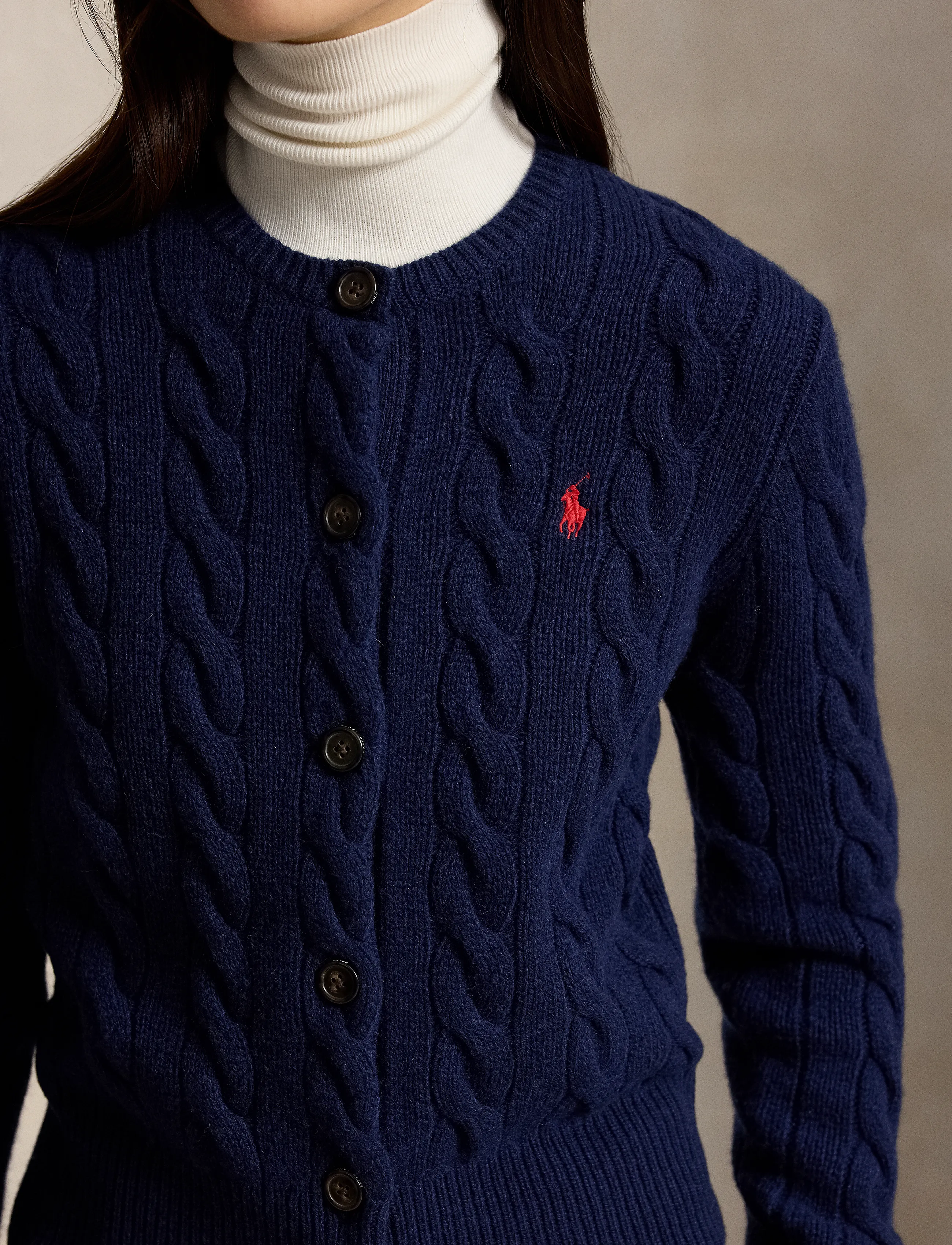 Polo Ralph Lauren - Cable-Knit Wool-Cashmere Cardigan - kashmir - spring navy heath - 2