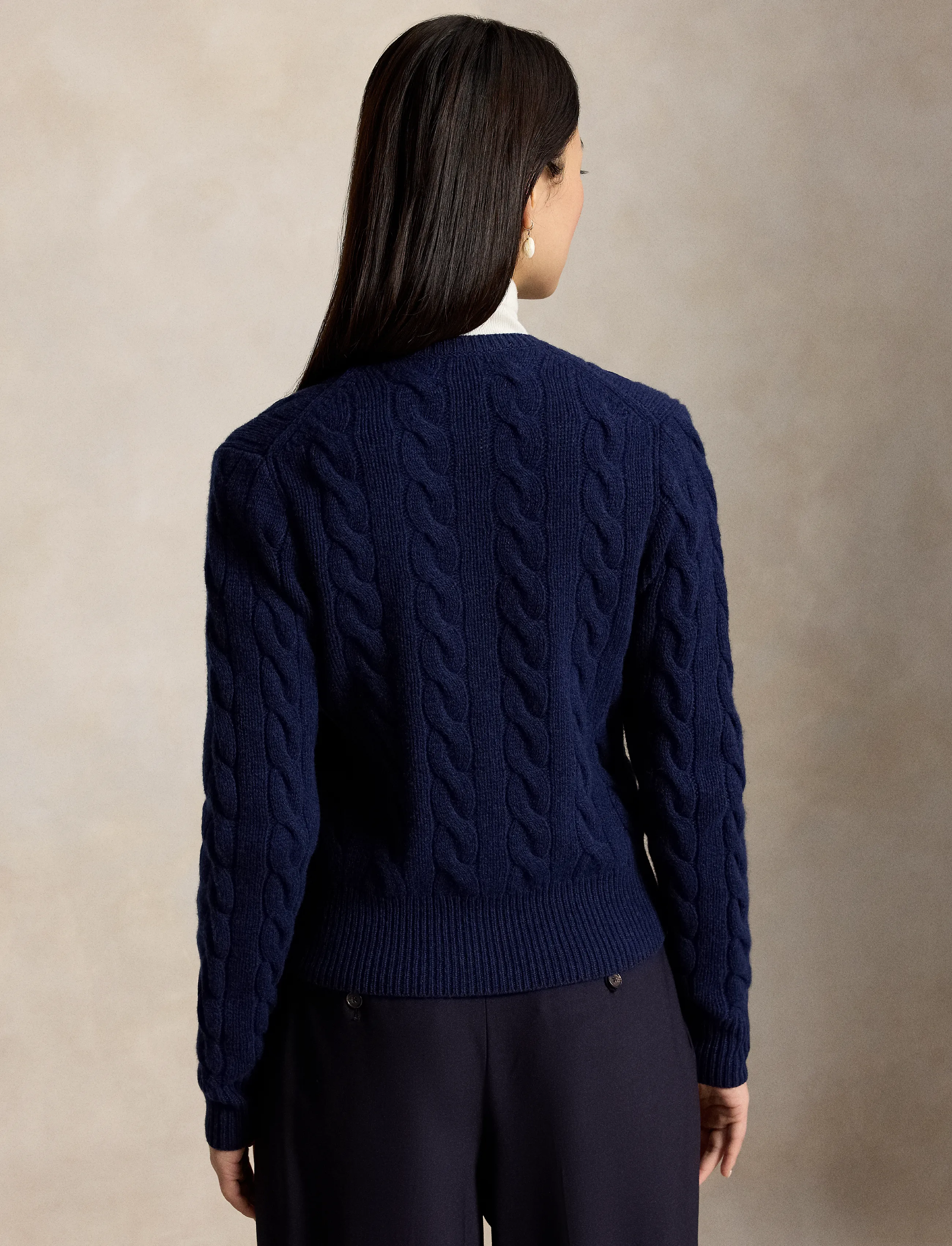 Polo Ralph Lauren - Cable-Knit Wool-Cashmere Cardigan - kashmir - spring navy heath - 4