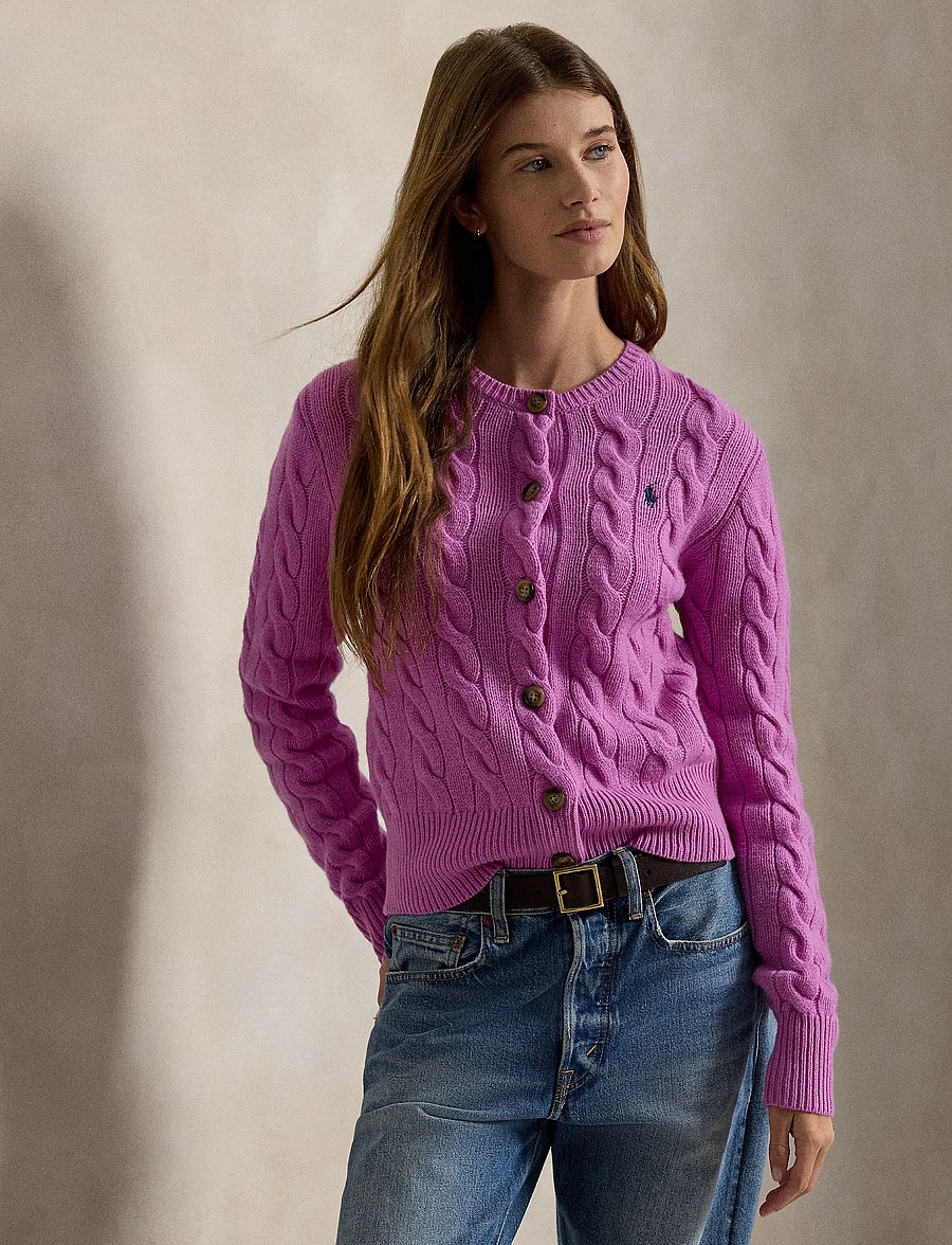 Polo Ralph Lauren - Cable-Knit Wool-Cashmere Cardigan - kaschmir - thistle pink - 4