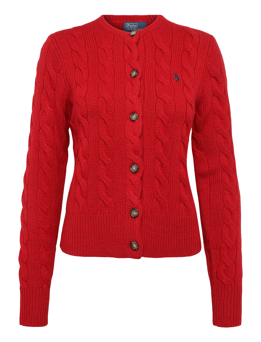 Polo Ralph Lauren - Cable-Knit Wool-Cashmere Cardigan - kaschmir - university red - 2
