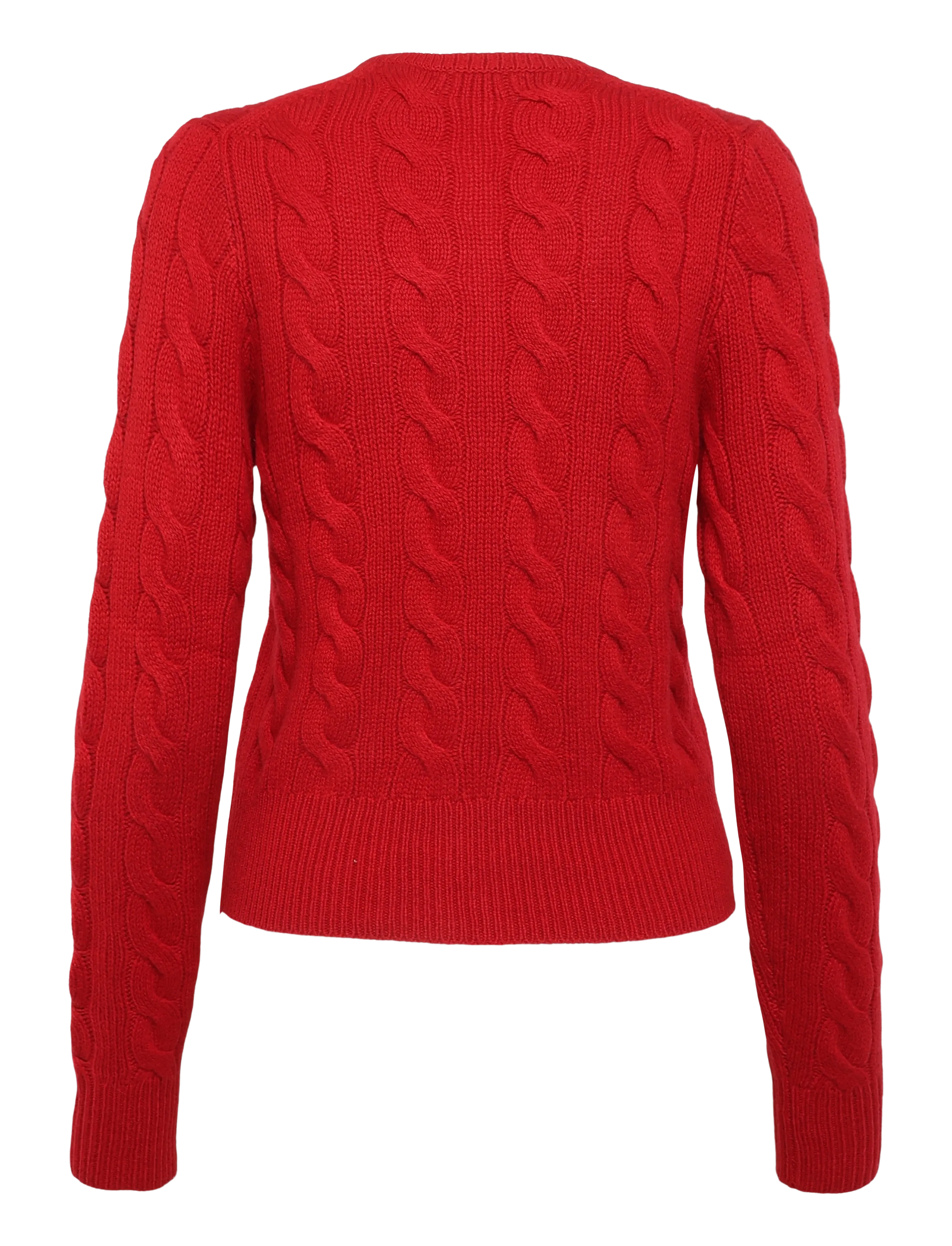 Polo Ralph Lauren - Kabelstickad kofta i ull/kashmir - kashmir - university red - 3