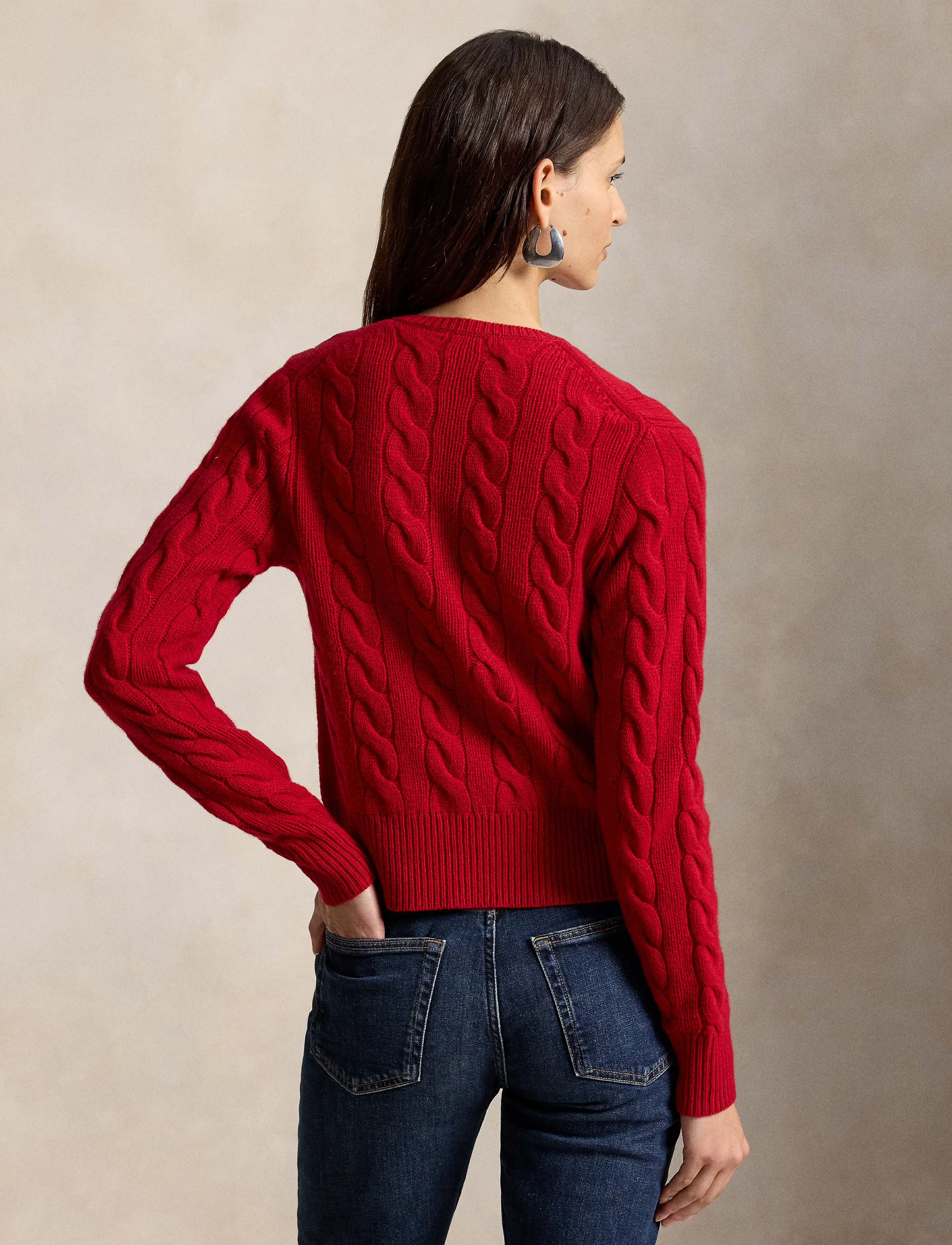 Polo Ralph Lauren - Cable-Knit Wool-Cashmere Cardigan - kashmir - university red - 2
