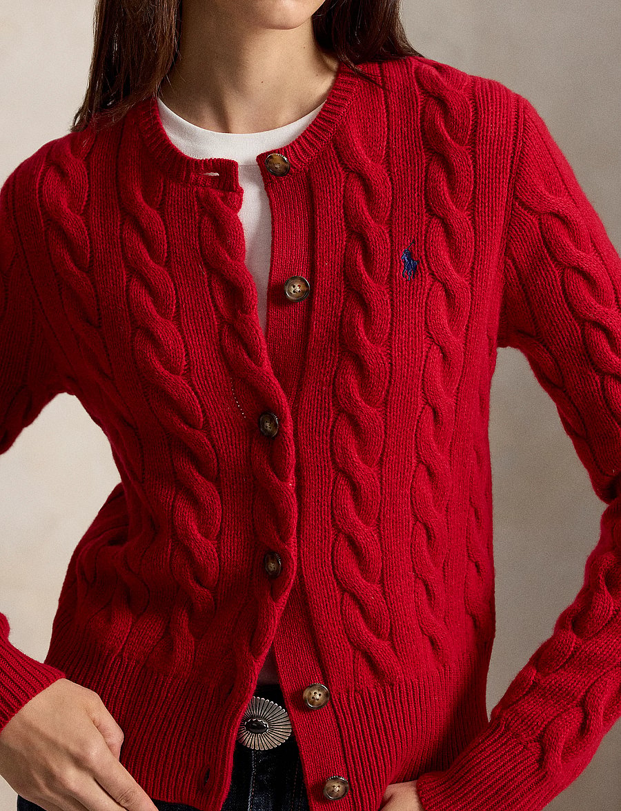 Polo Ralph Lauren - Cable-Knit Wool-Cashmere Cardigan - kashmir - university red - 3