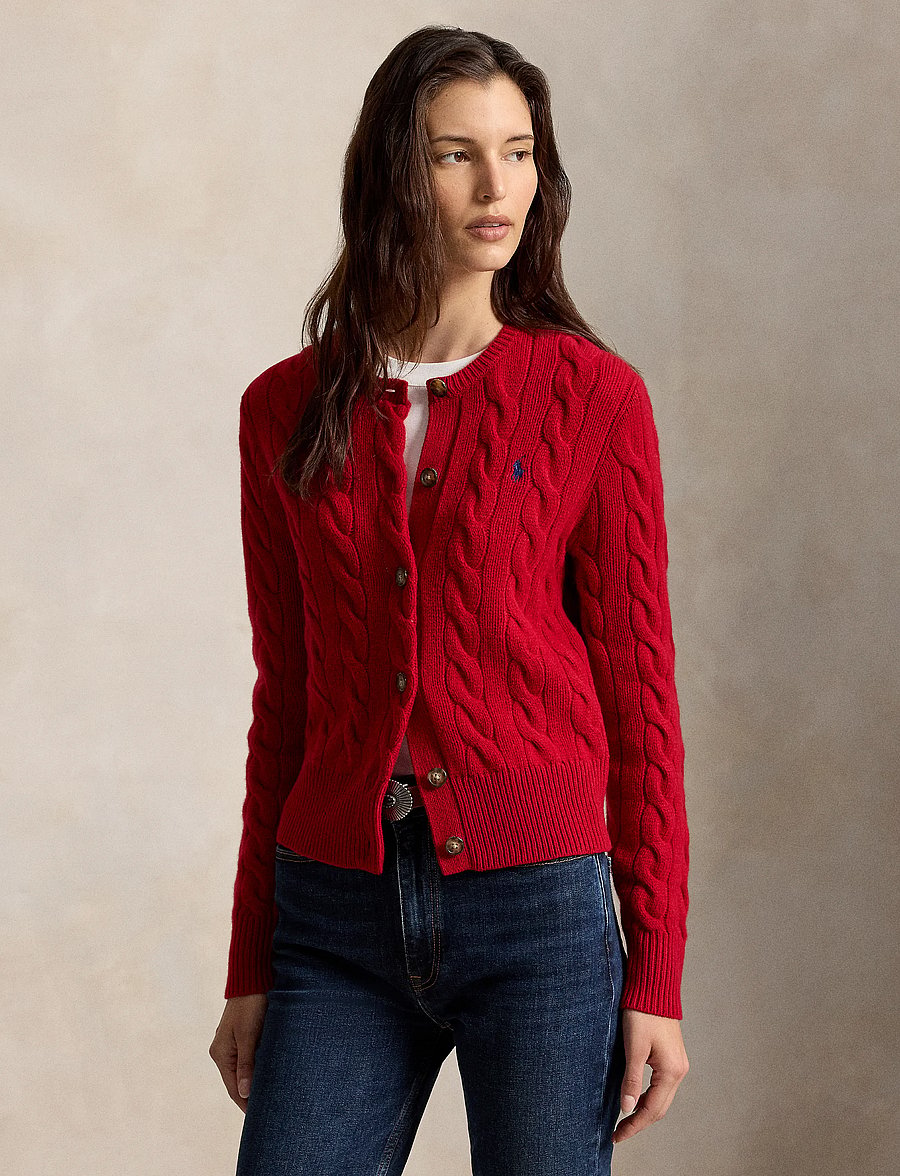Polo Ralph Lauren - Cable-Knit Wool-Cashmere Cardigan - kashmir - university red - 4