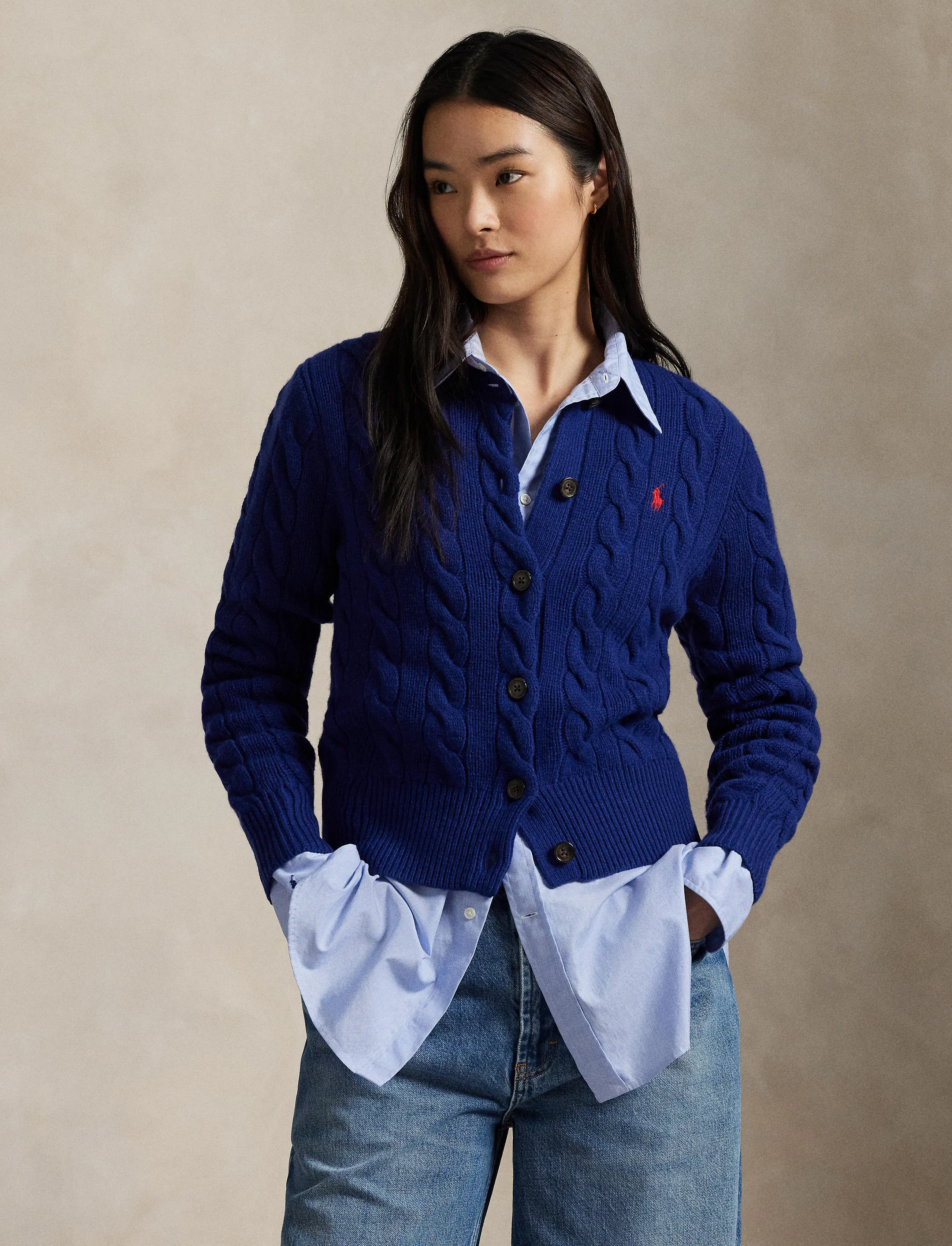Polo Ralph Lauren - Cable-Knit Wool-Cashmere Cardigan - cashmere - winter night navy - 3
