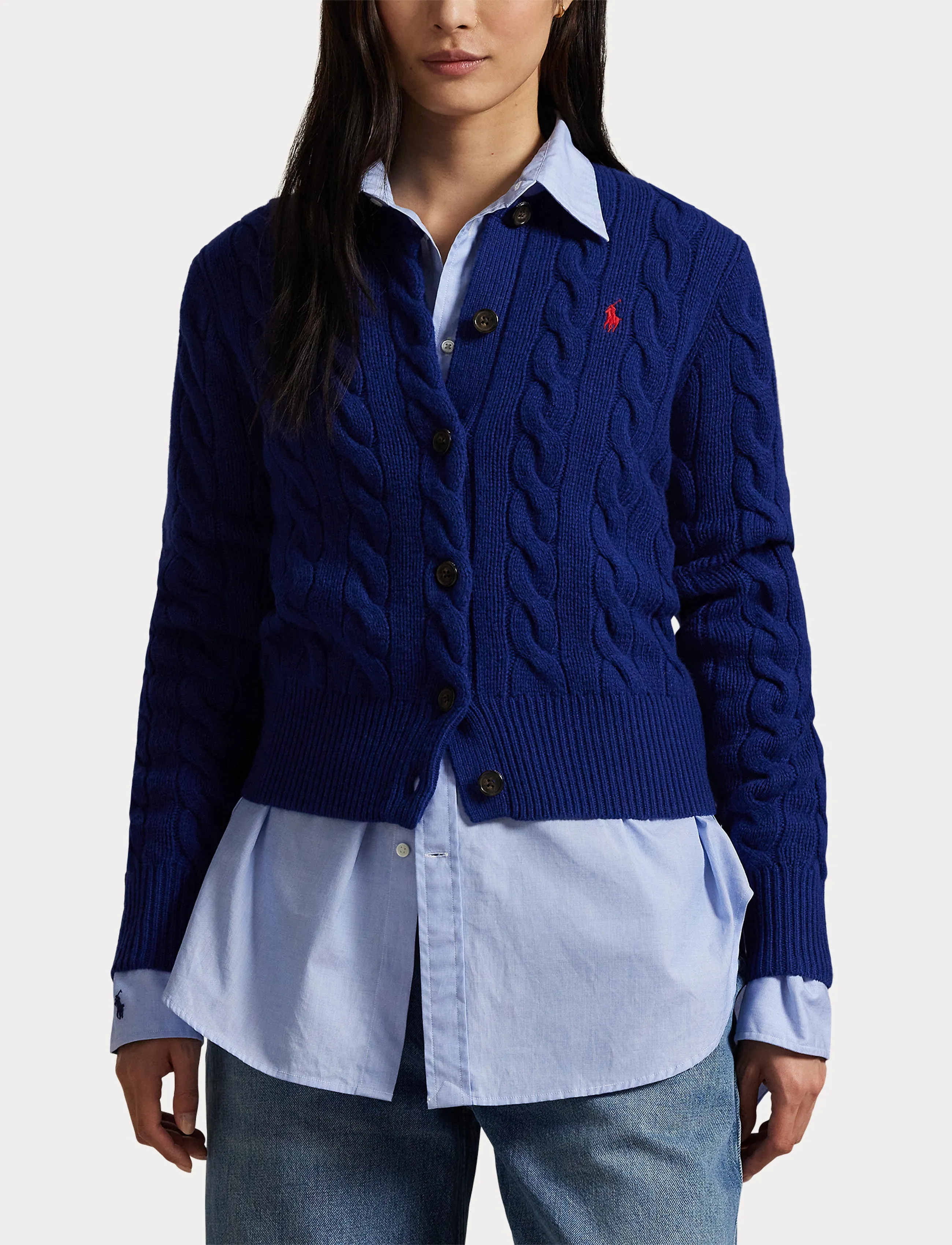 Polo Ralph Lauren - Cable-Knit Wool-Cashmere Cardigan - cashmere - winter night navy - 5