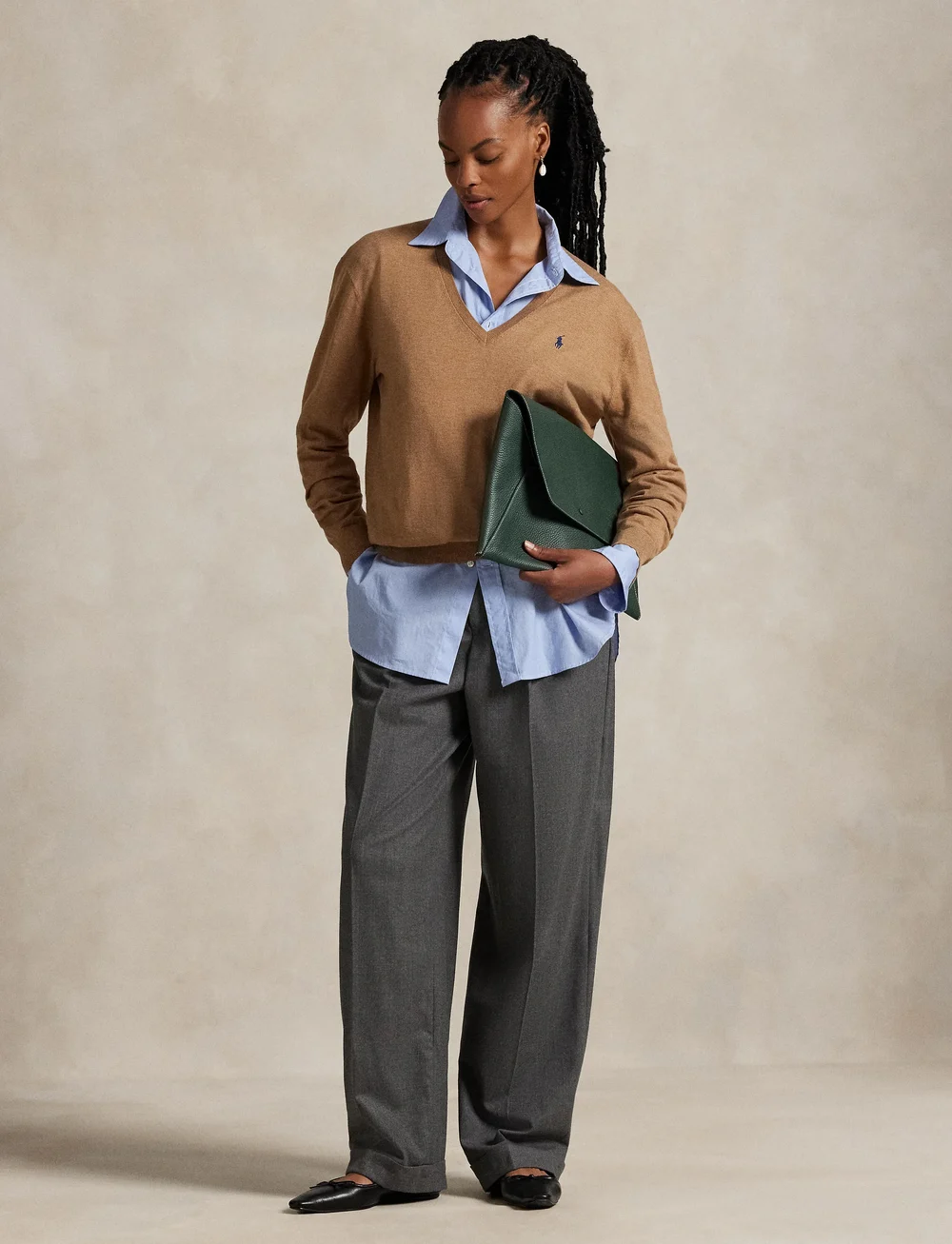 Polo Ralph Lauren - Cotton V-Neck Sweater - sweaters - collection camel - 0