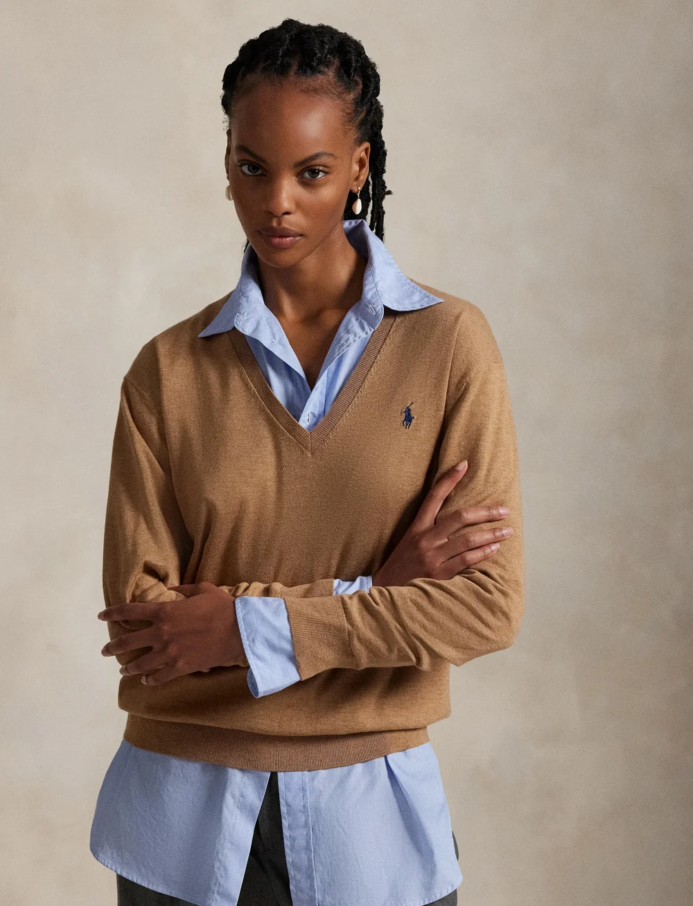 Polo Ralph Lauren - Cotton V-Neck Sweater - sweaters - collection camel - 3