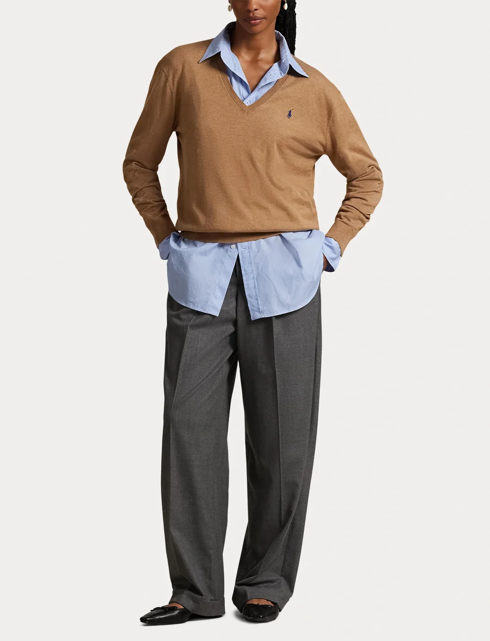 Polo Ralph Lauren - Cotton V-Neck Sweater - sweaters - collection camel - 4