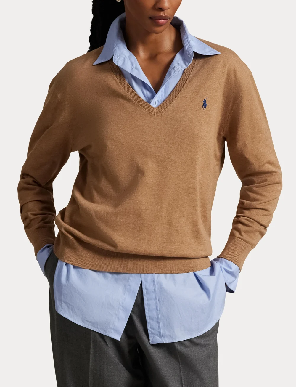 Polo Ralph Lauren - Cotton V-Neck Sweater - sweaters - collection camel - 5