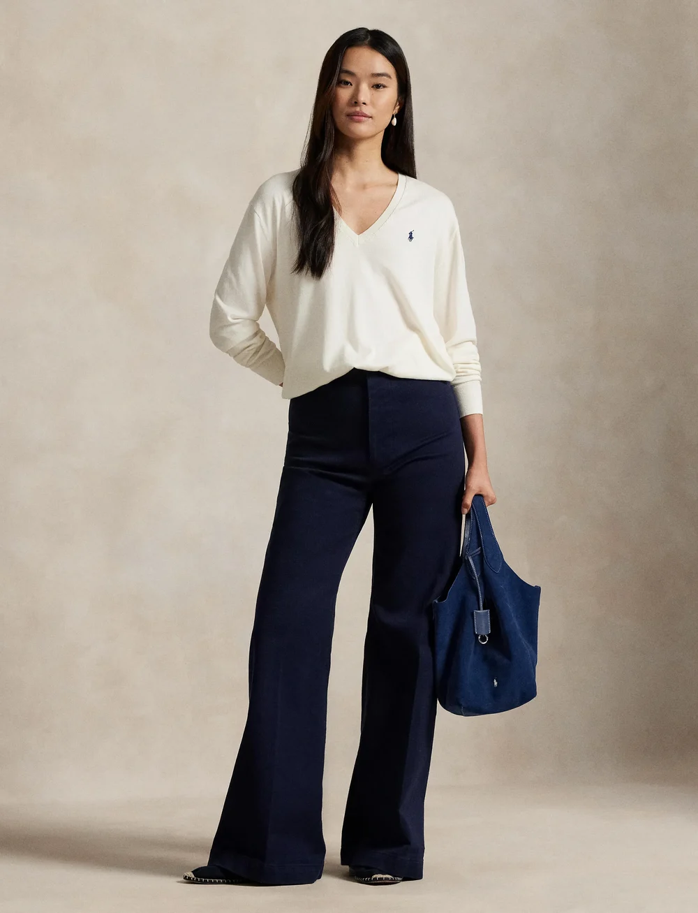 Polo Ralph Lauren - Cotton V-Neck Sweater - kasdienis stilius - collection cream - 0