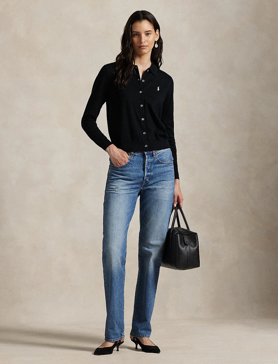 Polo Ralph Lauren - Polo-Collar Buttoned Cardigan - cardigans - polo black - 0
