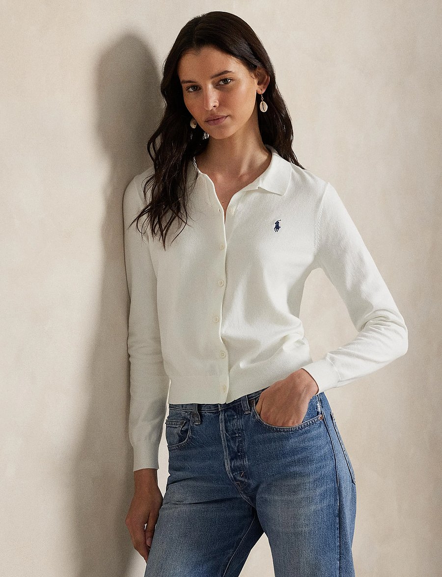 Polo Ralph Lauren - Polo-Collar Buttoned Cardigan - cardigans - white - 3
