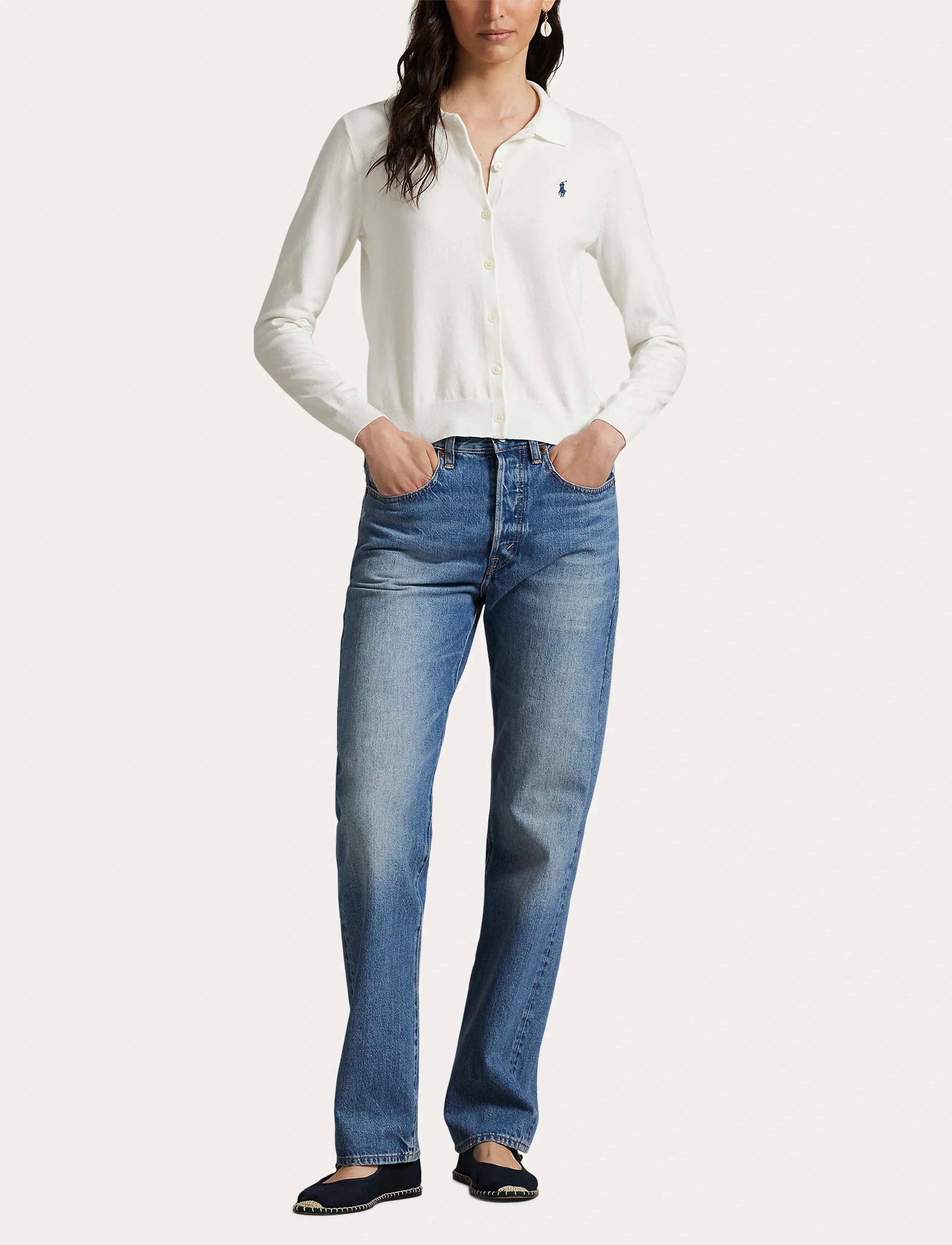 Polo Ralph Lauren - Polo-Collar Buttoned Cardigan - gilets - white - 4