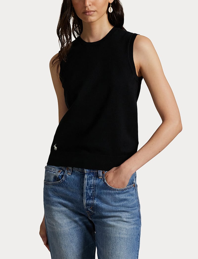 Polo Ralph Lauren - Sleeveless Crewneck Sweater - kootud vestid - polo black - 5