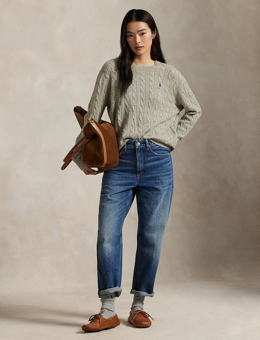 Polo Ralph Lauren - Cable Wool-Cashmere Crewneck Sweater - light vintage hea - 0