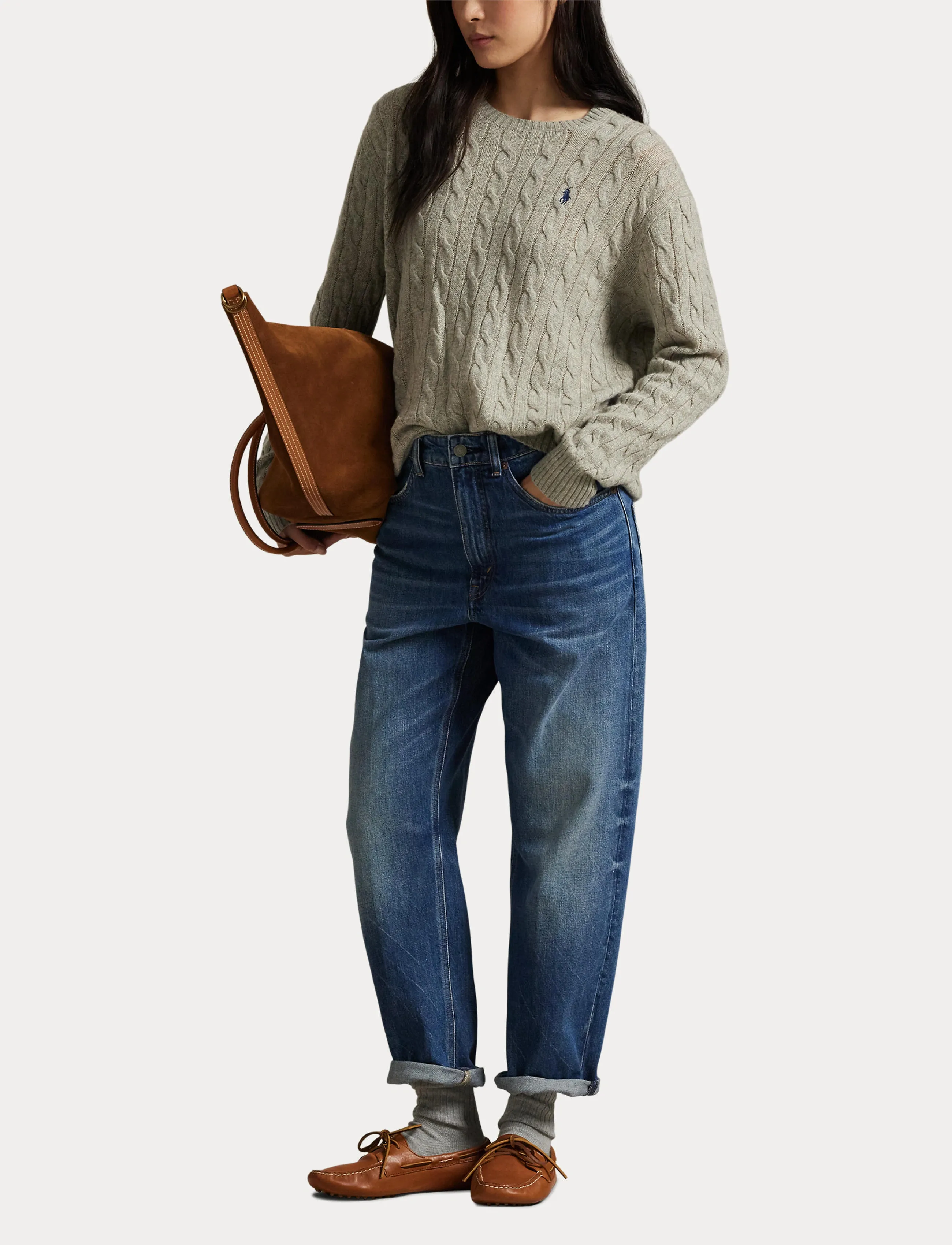 Polo Ralph Lauren - Cable Wool-Cashmere Crewneck Sweater - light vintage hea - 4