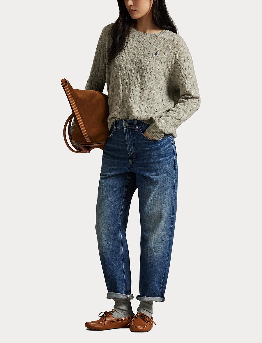 Polo Ralph Lauren - Cable Wool-Cashmere Crewneck Sweater - light vintage hea - 4