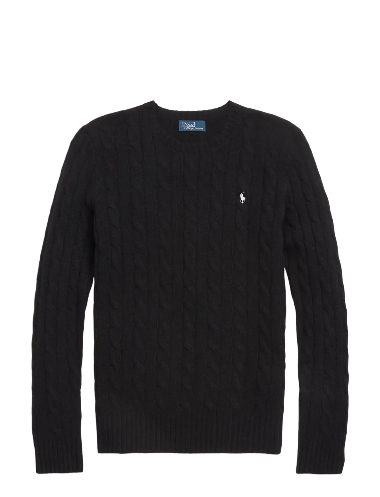 Polo Ralph Lauren Cable Wool-Cashmere Crewneck Sweater - Transitional Layering - POLO BLACK / black
