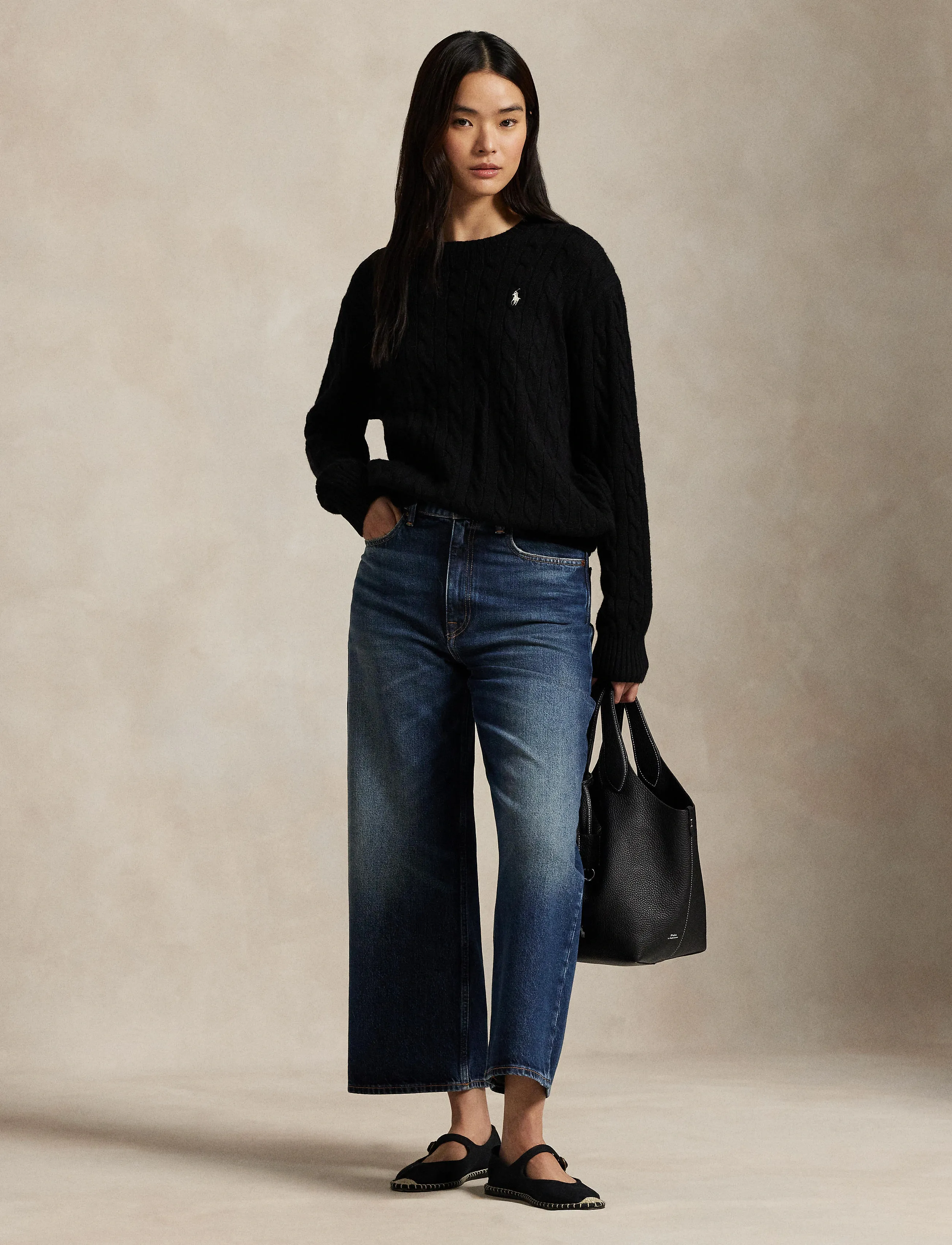 Polo Ralph Lauren Cable Wool-Cashmere Crewneck Sweater - Ralph Lauren - POLO BLACK / black