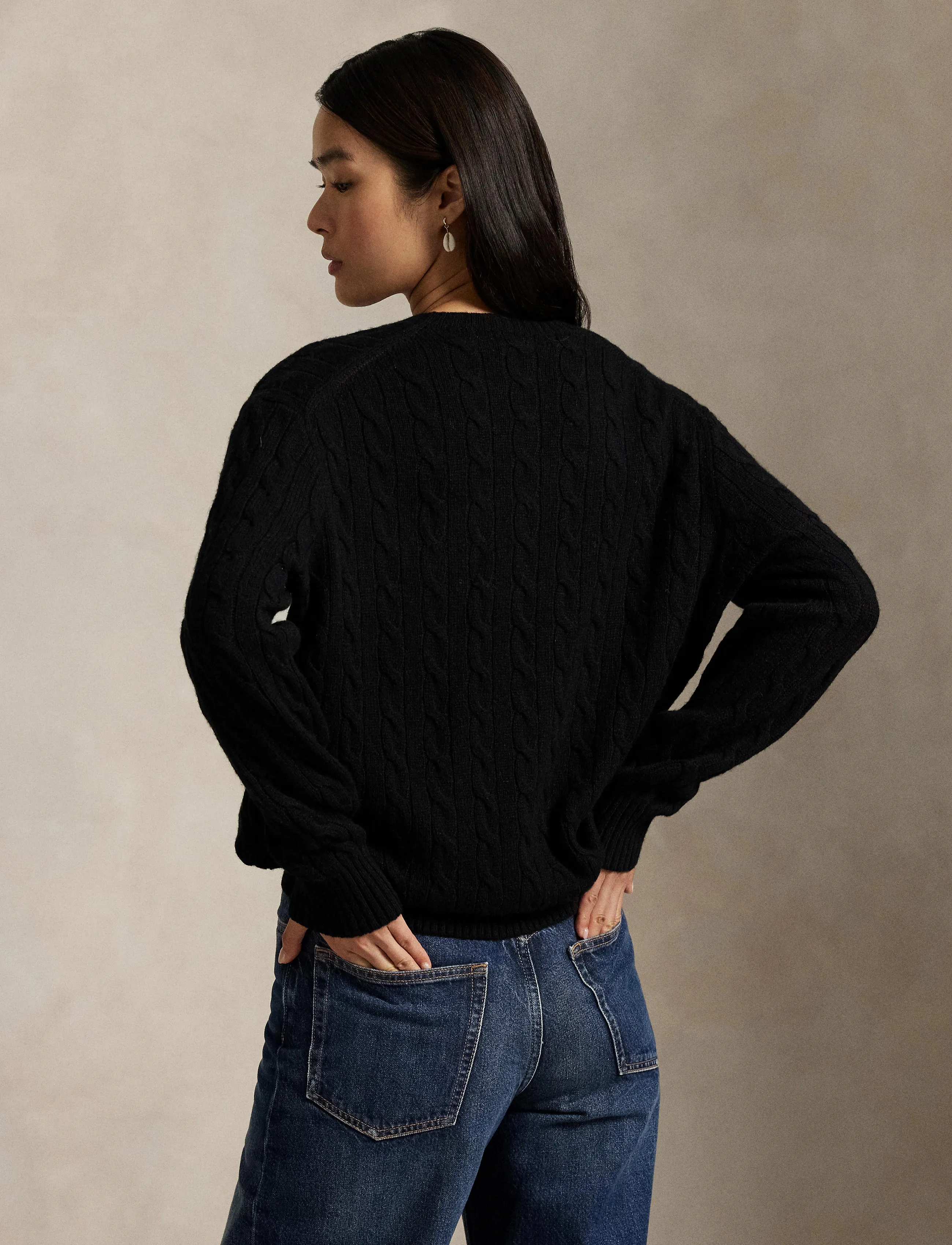 Polo Ralph Lauren - Cable Wool-Cashmere Crewneck Sweater - polo black - 2