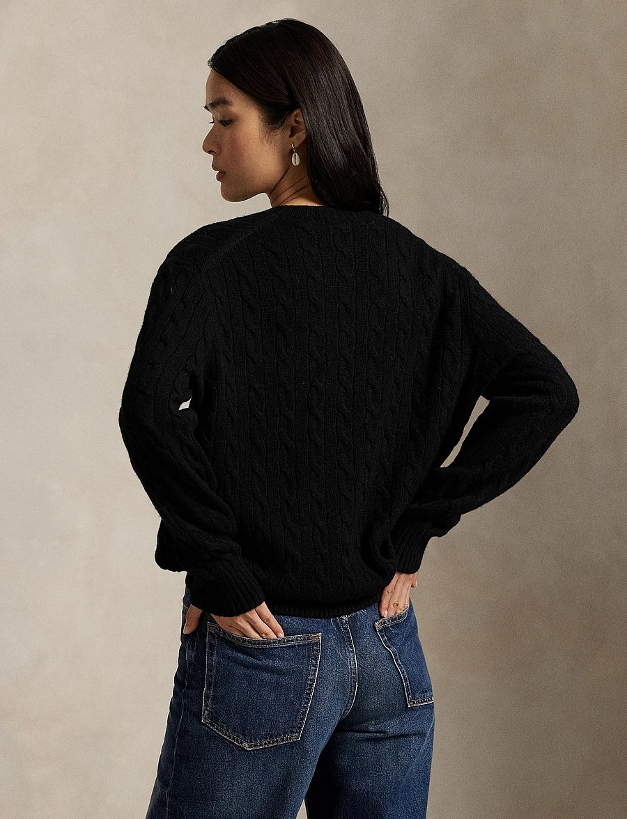 Polo Ralph Lauren - Cable Wool-Cashmere Crewneck Sweater - polo black - 2