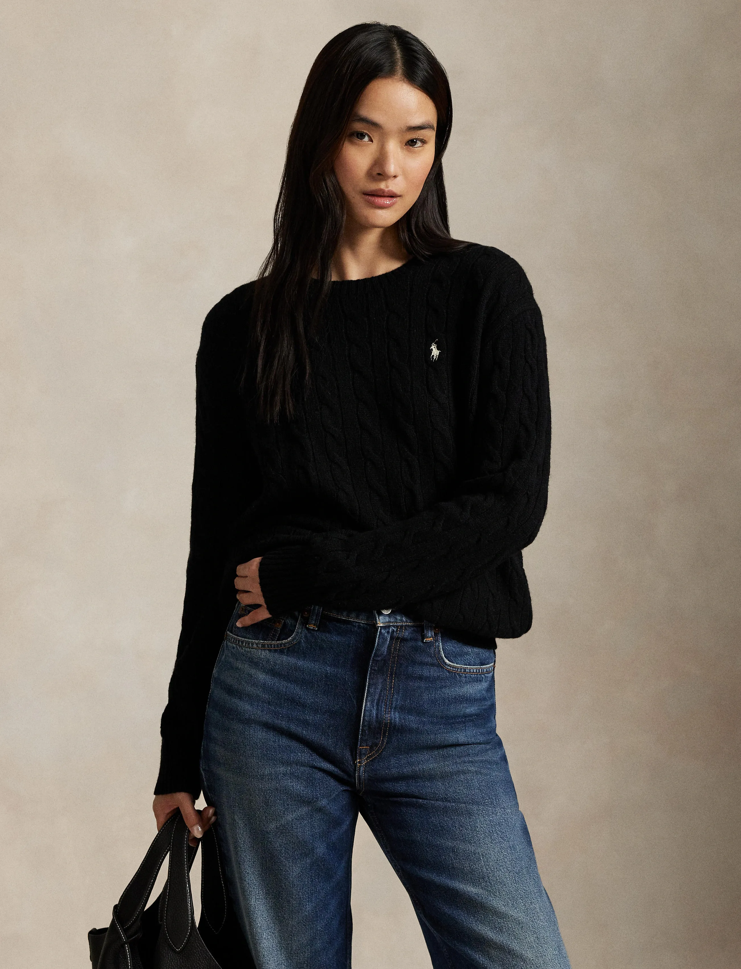 Polo Ralph Lauren - Cable Wool-Cashmere Crewneck Sweater - polo black - 3