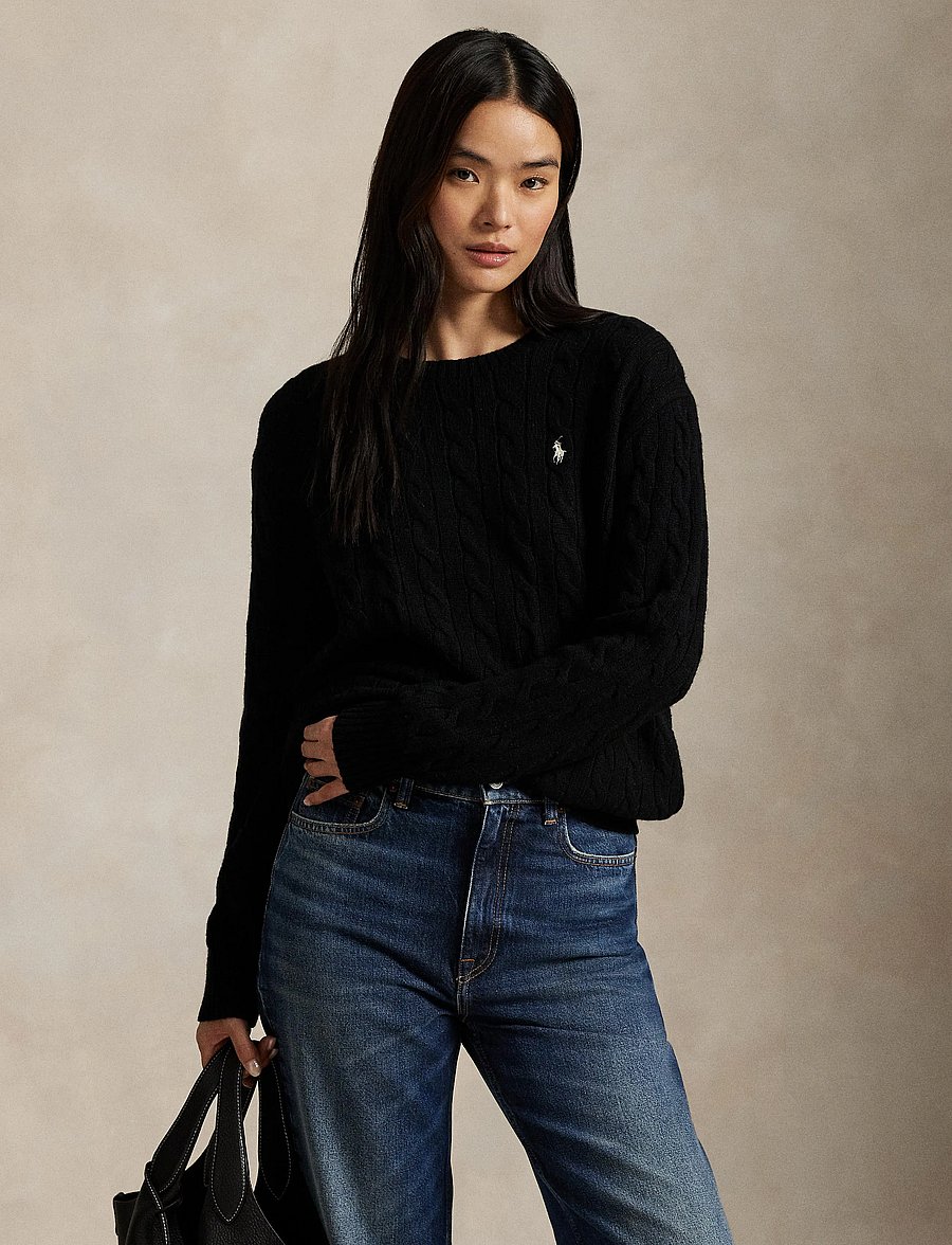 Polo Ralph Lauren - Cable Wool-Cashmere Crewneck Sweater - polo black - 3