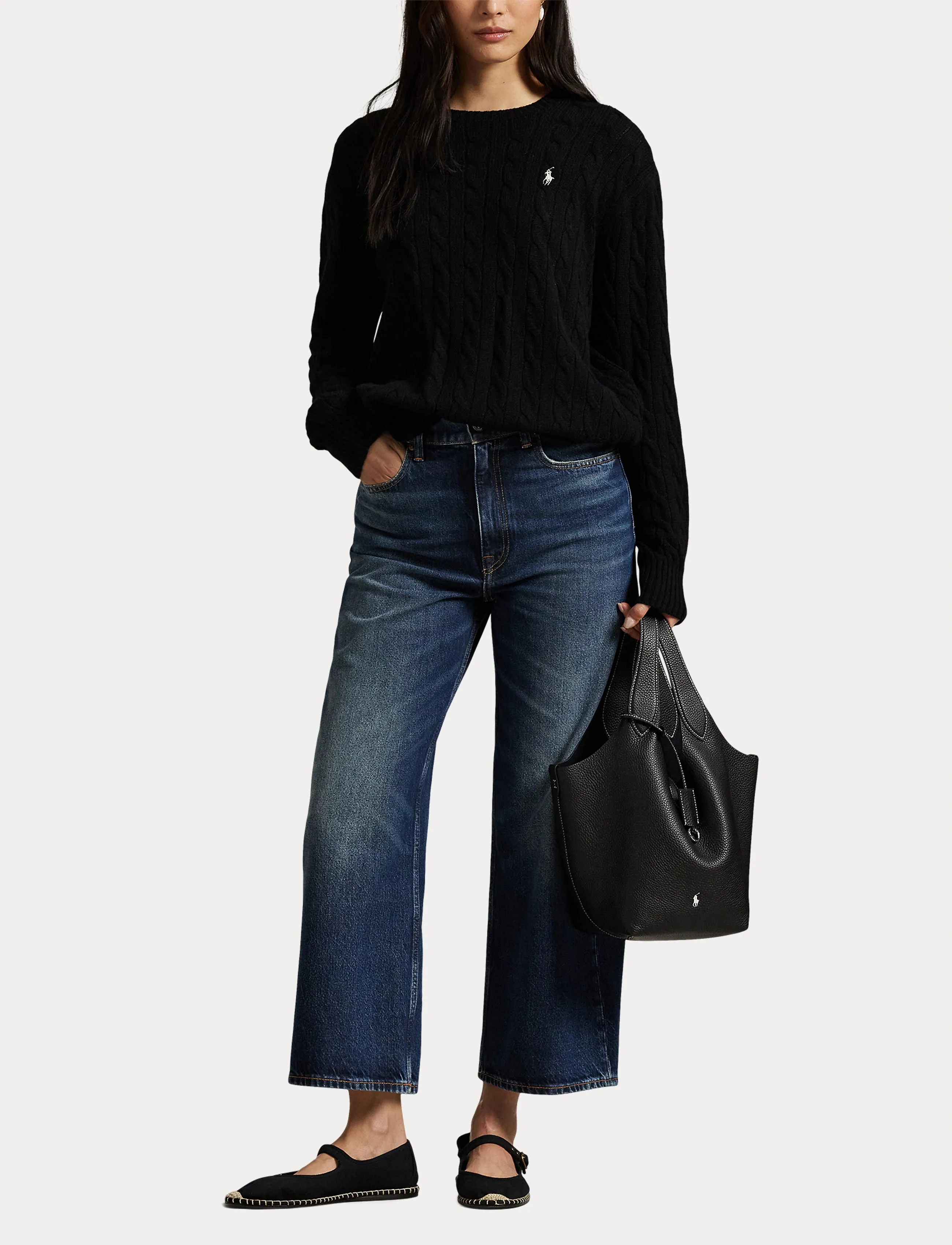 Polo Ralph Lauren - Cable Wool-Cashmere Crewneck Sweater - polo black - 4